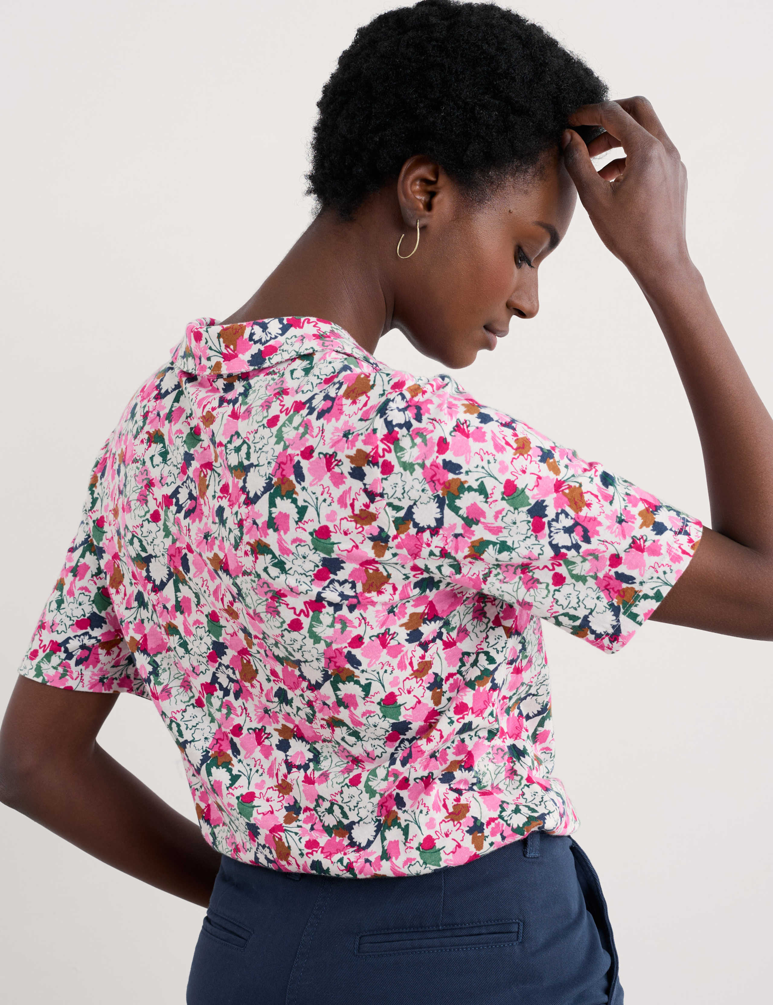 Cotton Modal Floral Relaxed Popover Blouse 4 of 4