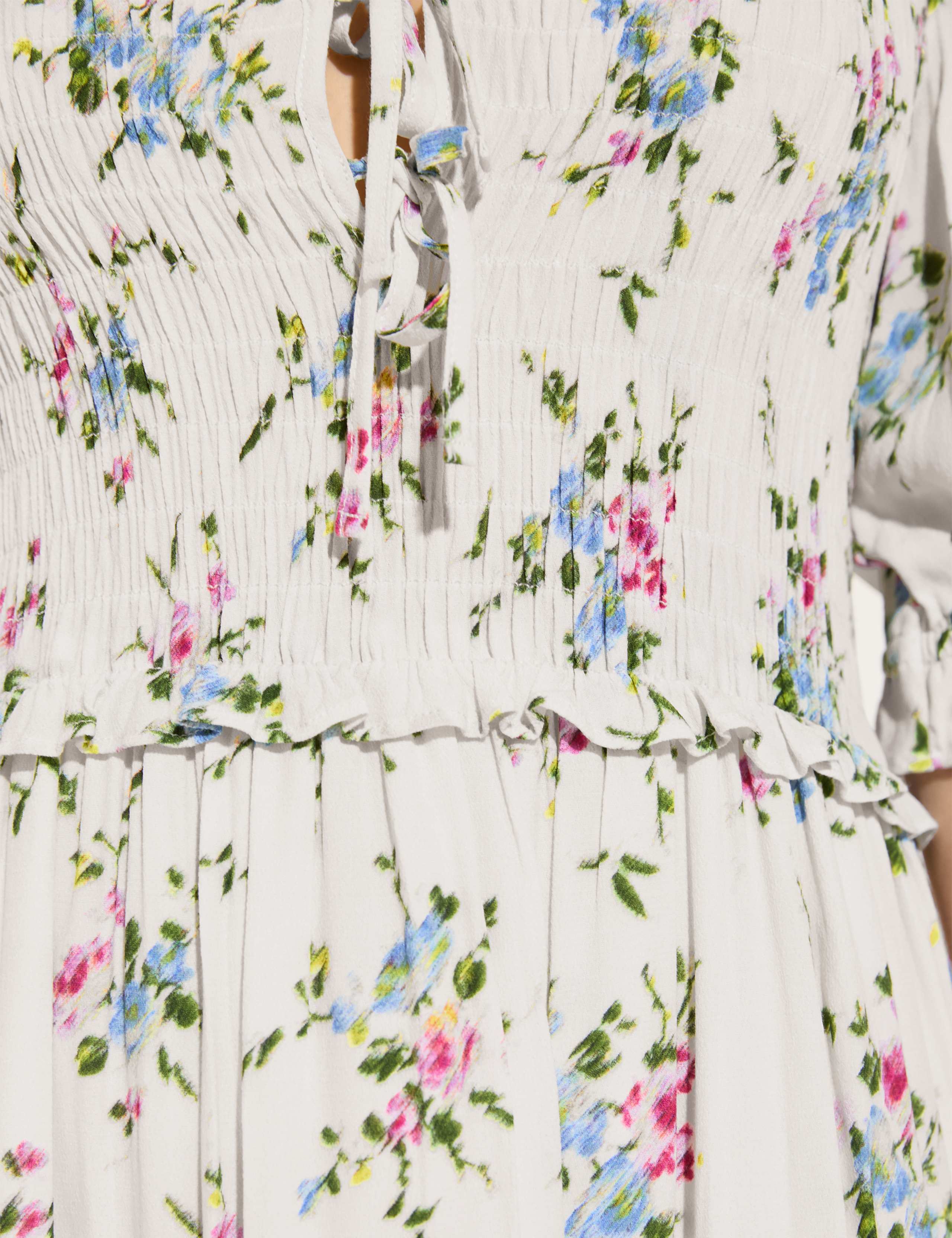 Floral Shirred Midi Smock Dress Bridal 5 of 6