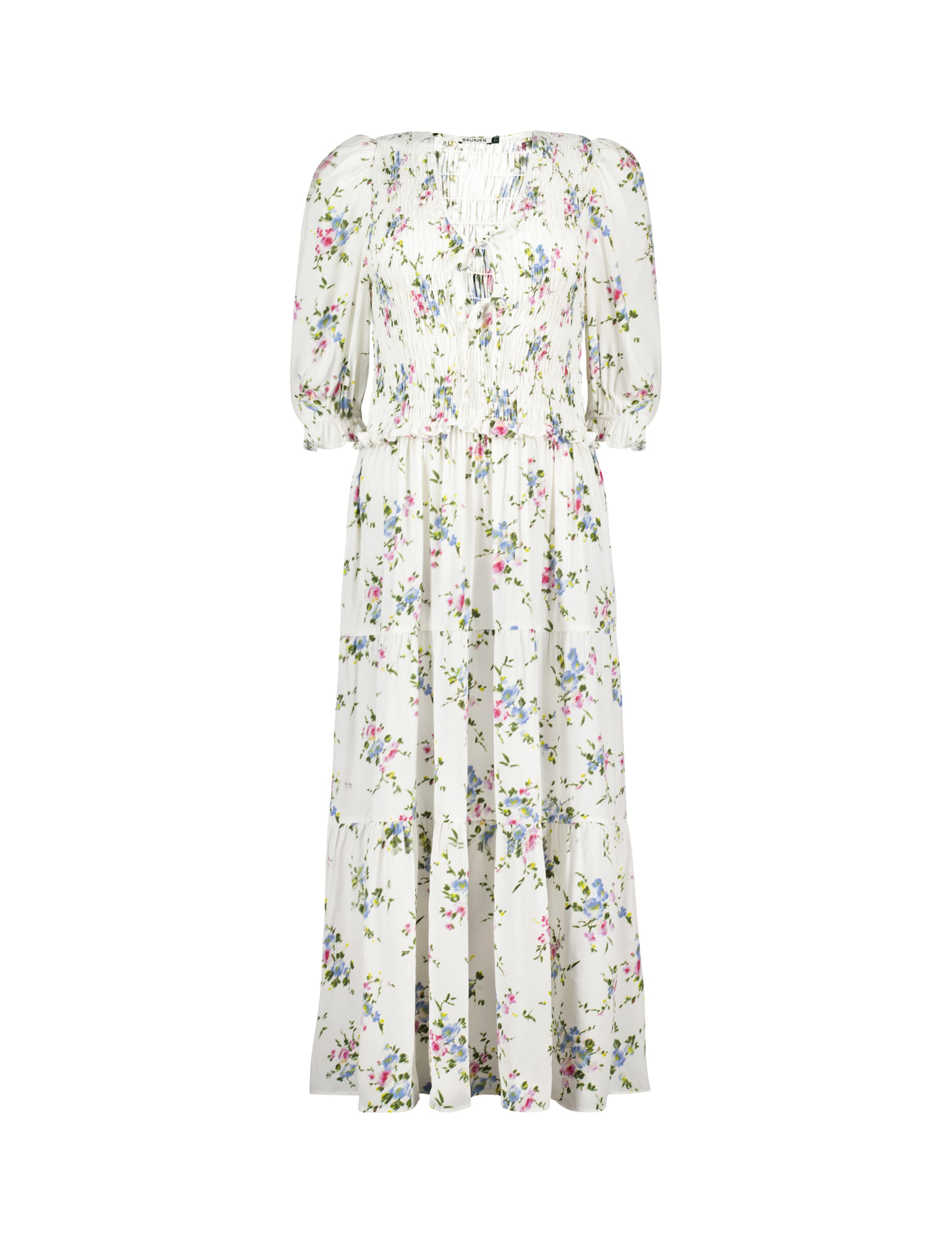 Floral Shirred Midi Smock Dress Bridal 2 of 6