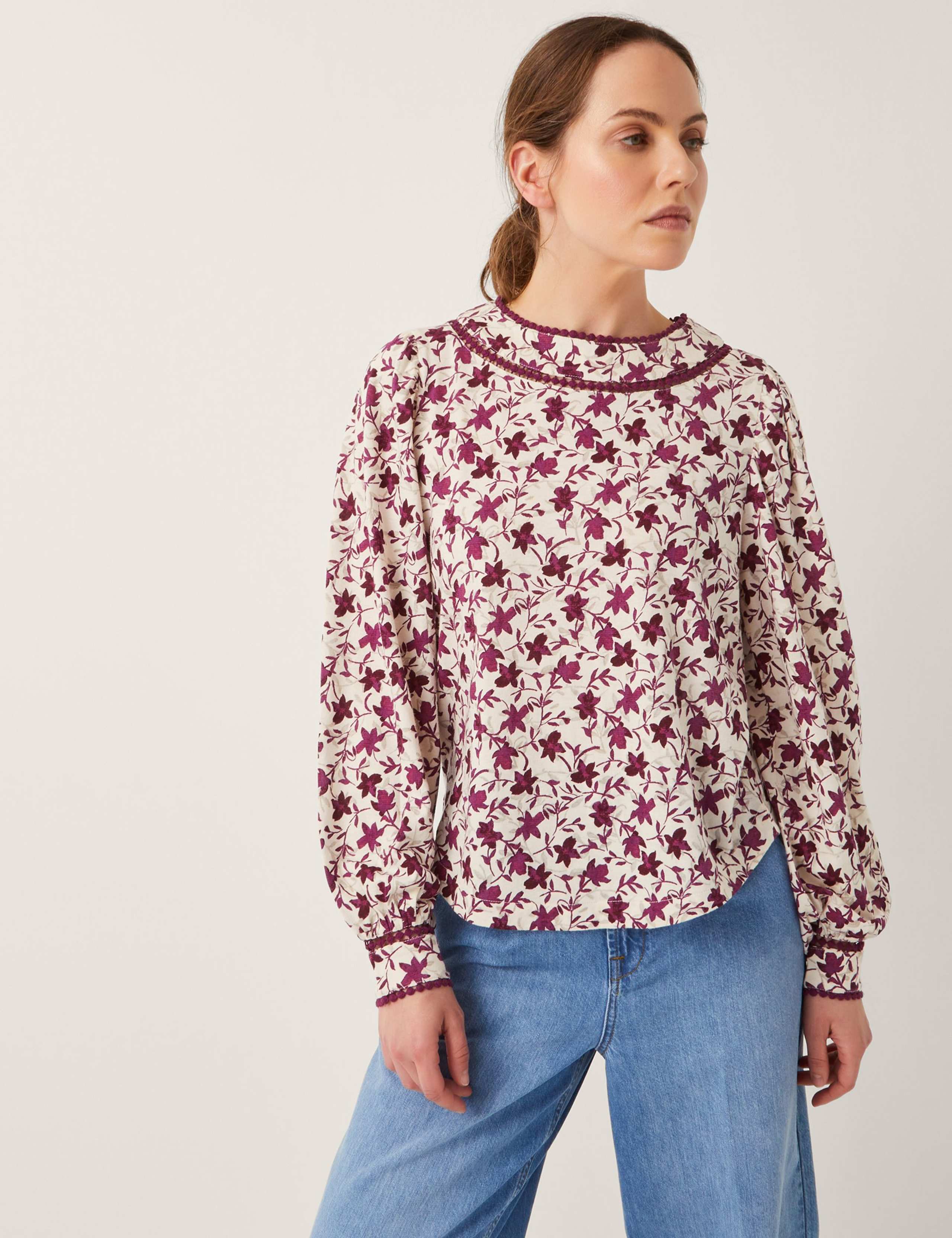 Cotton Rich Jersey Floral Top 1 of 5