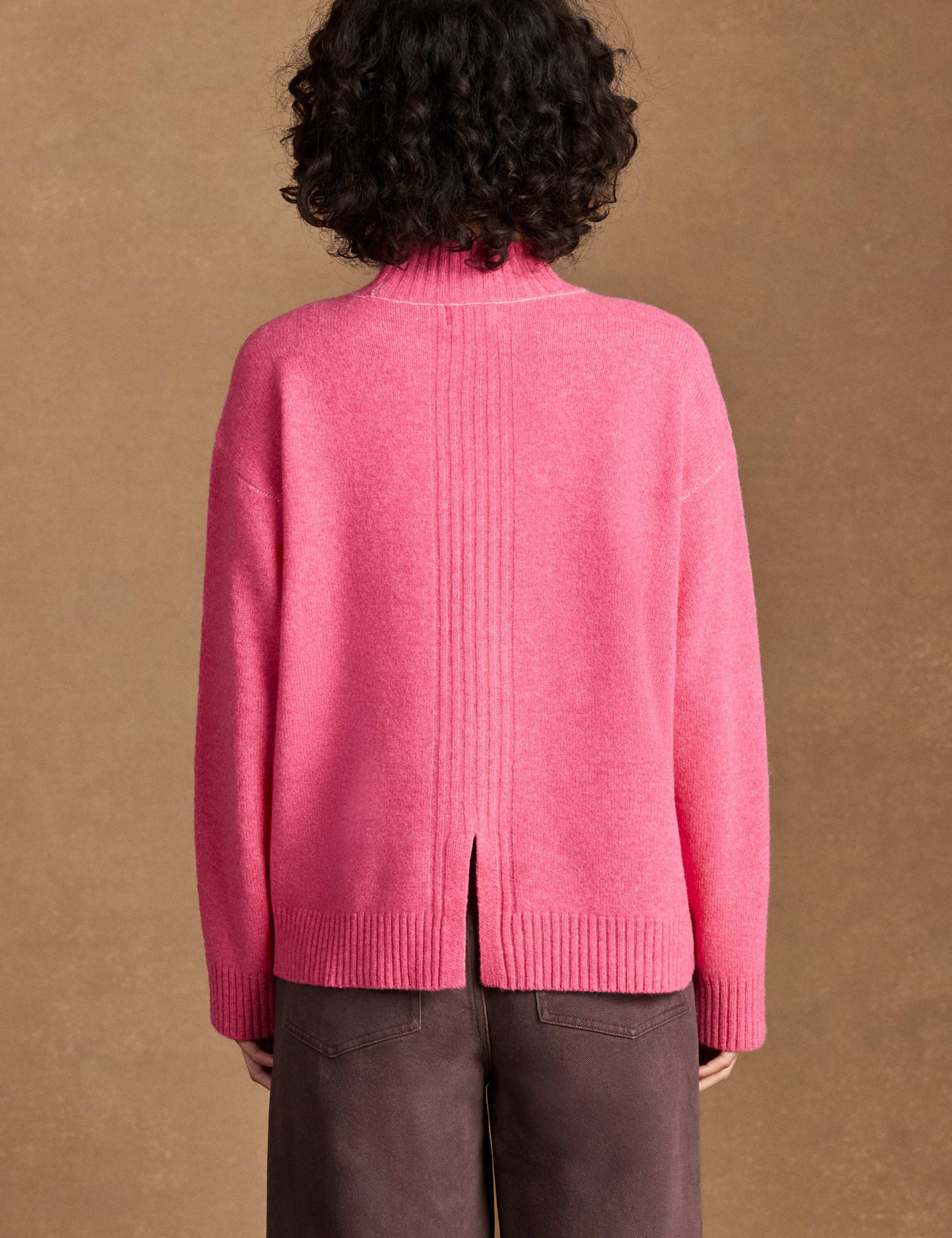 Pure Wool Colour Block Funnel Neck Jumper 3 of 5