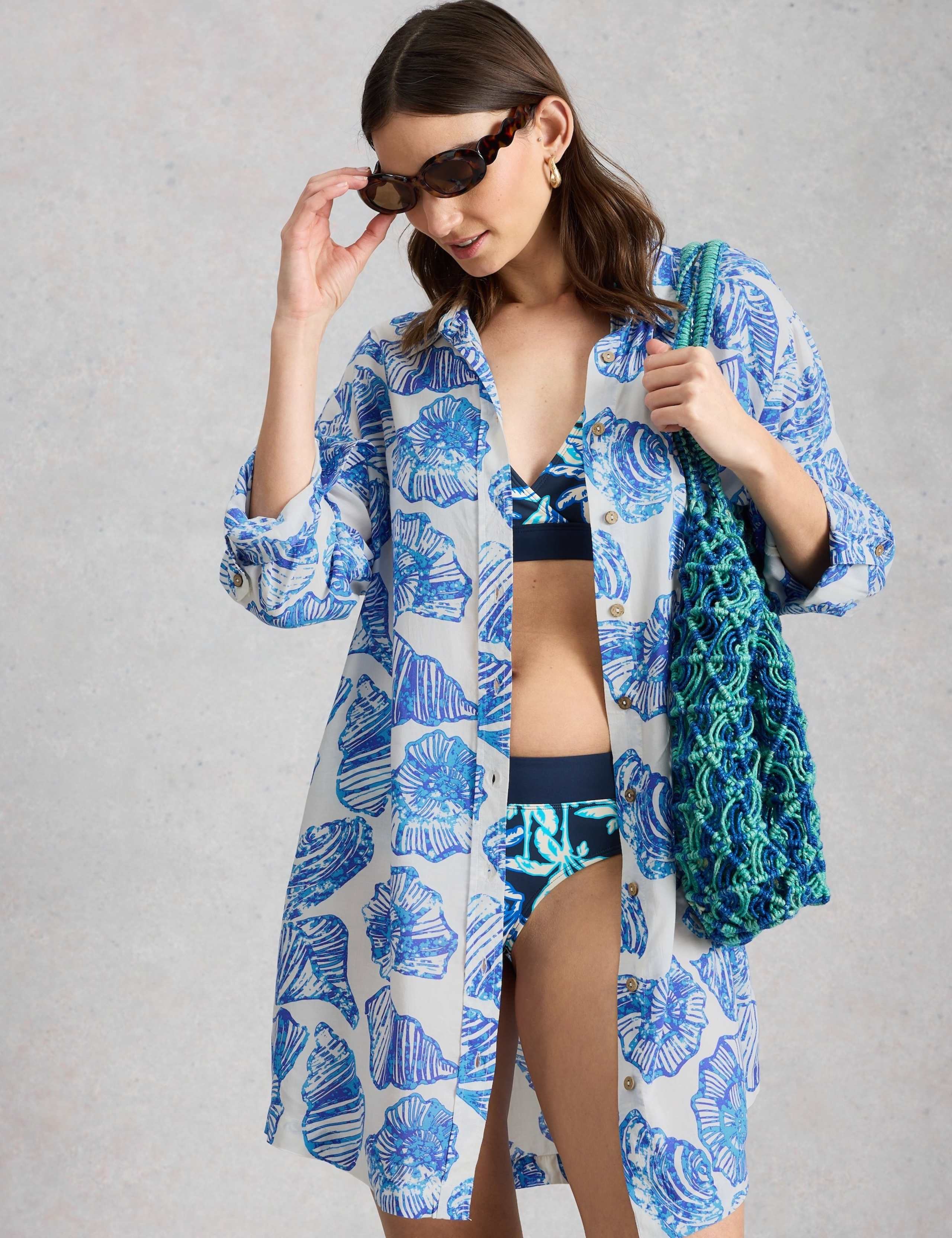 Shell Print Beach Cover Up Shirt 3 of 6