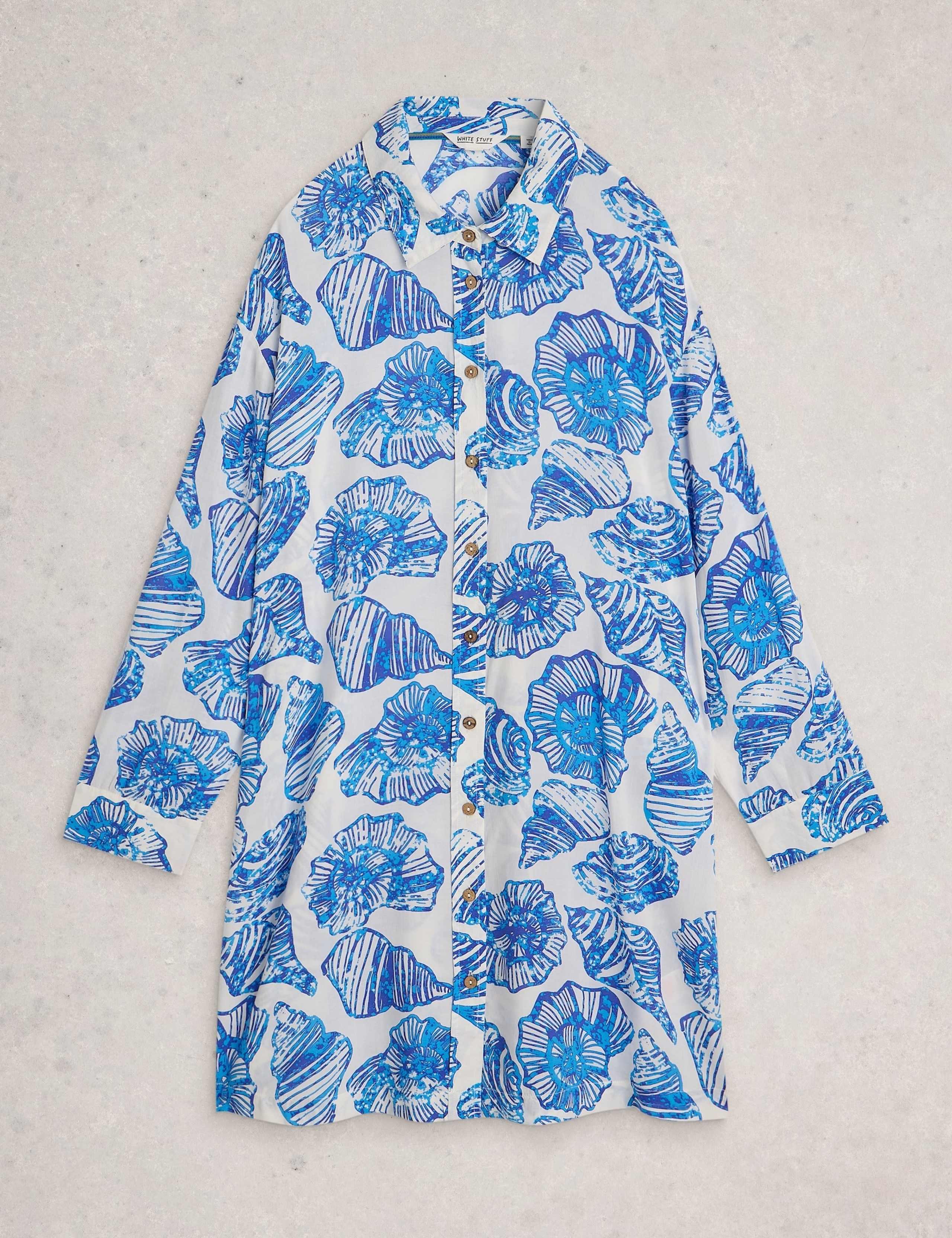 Shell Print Beach Cover Up Shirt 2 of 6