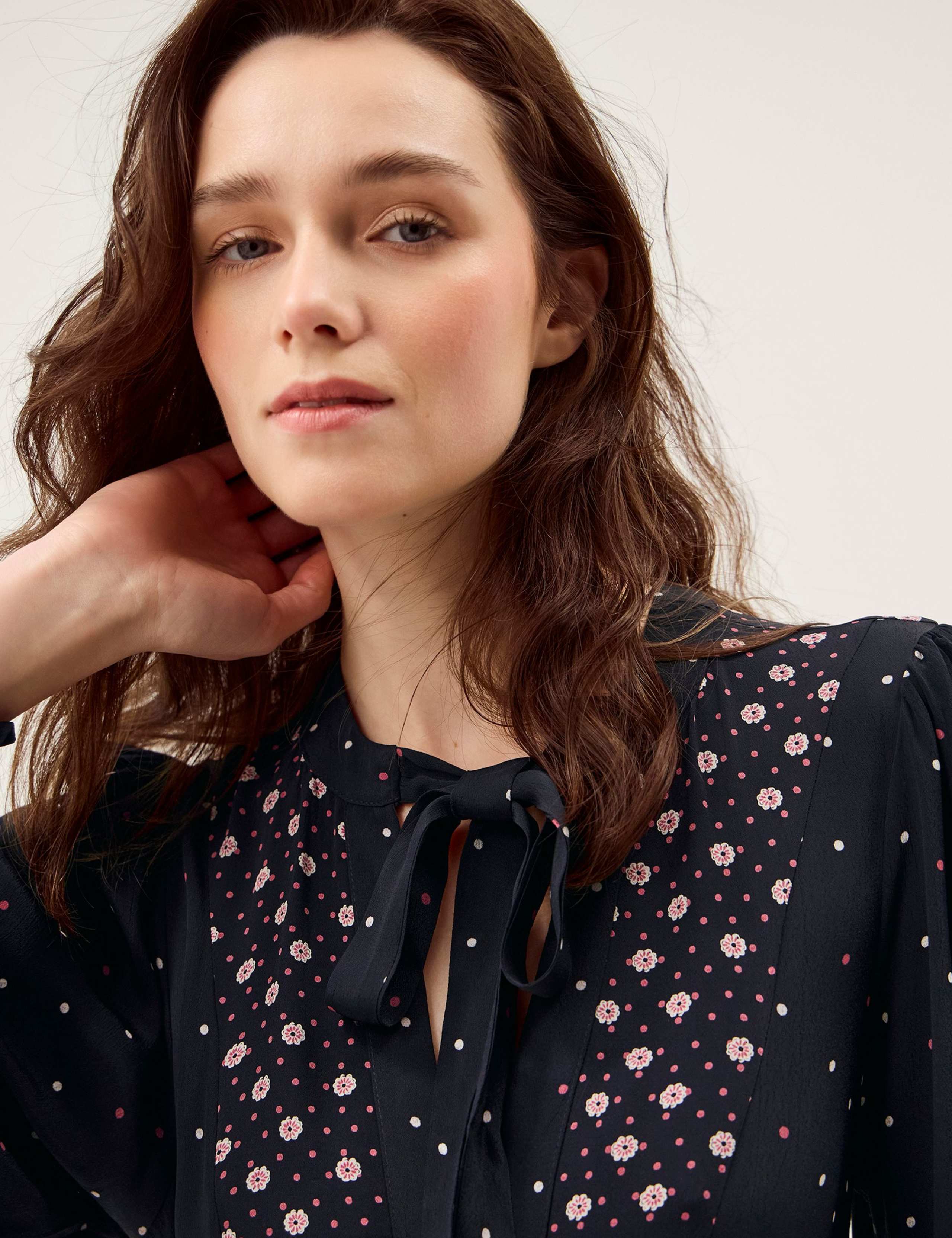 Floral Tie Neck Midi Tea Dress 5 of 5