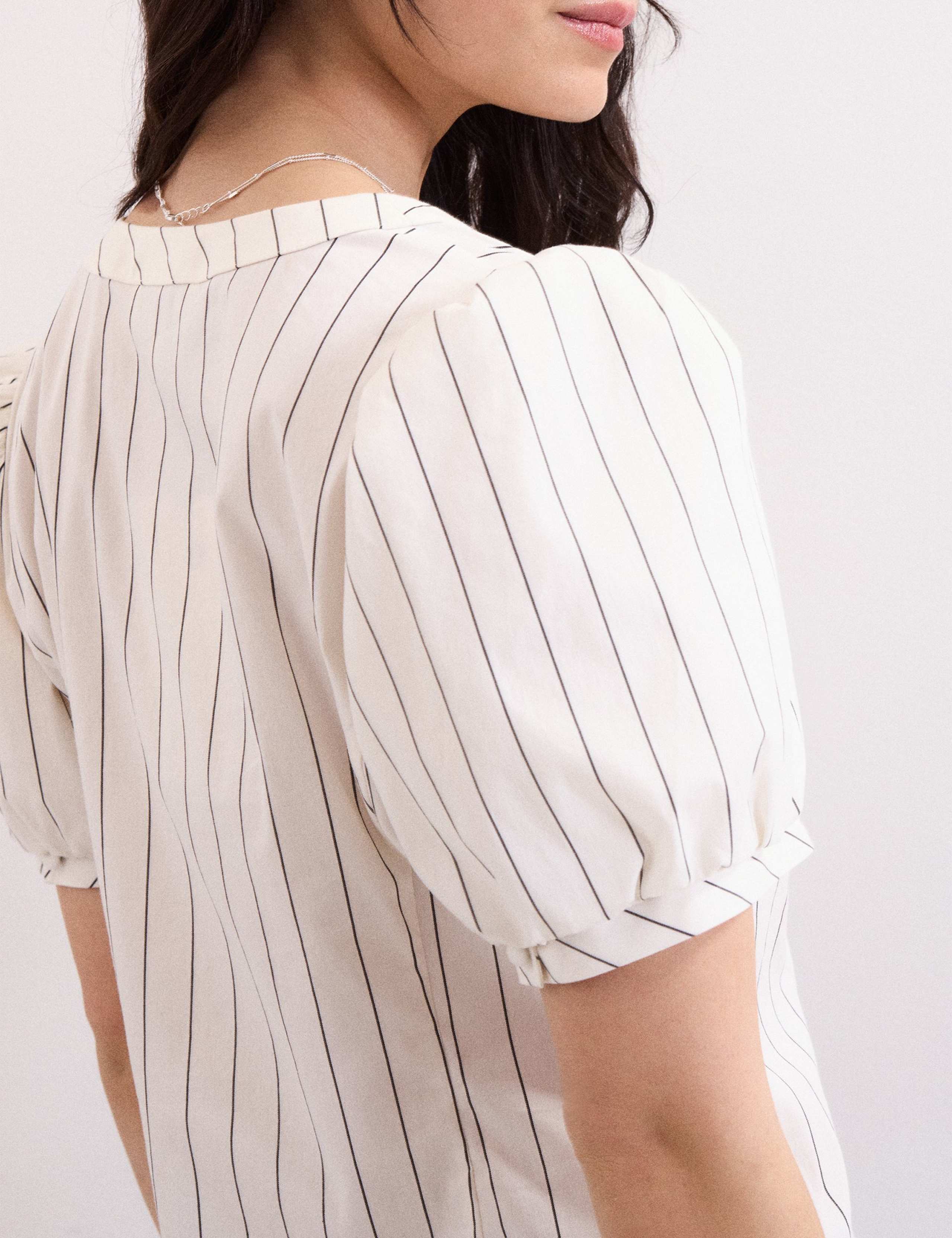 Cotton Rich Striped V-Neck Blouse 5 of 6