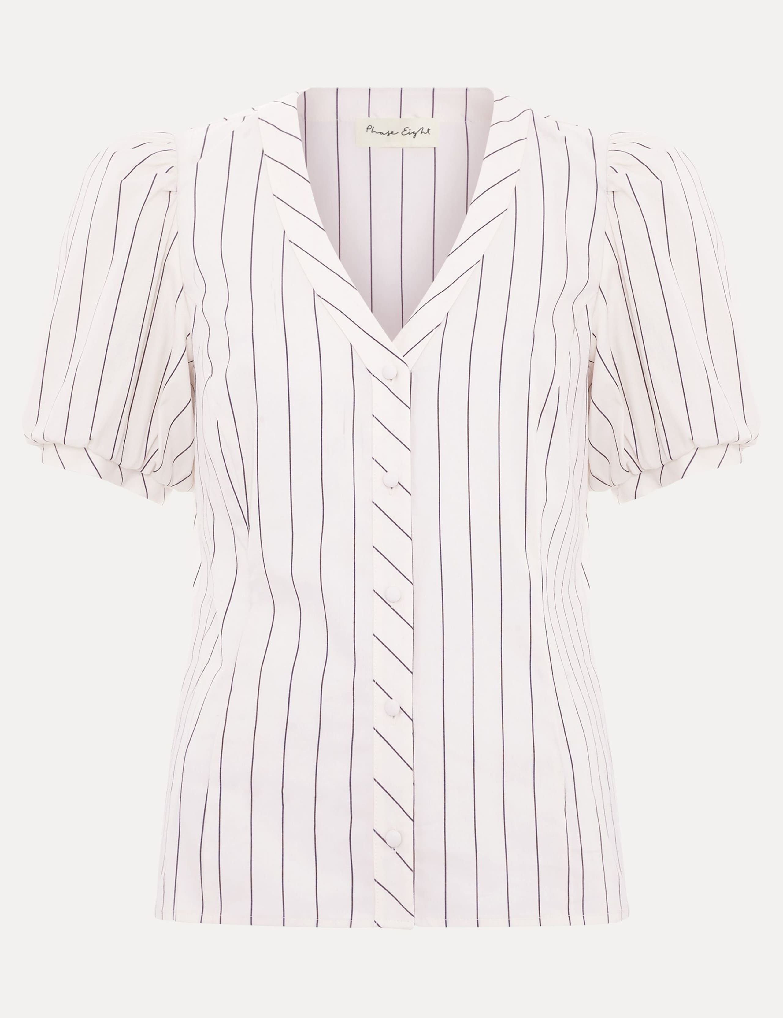 Cotton Rich Striped V-Neck Blouse 2 of 6