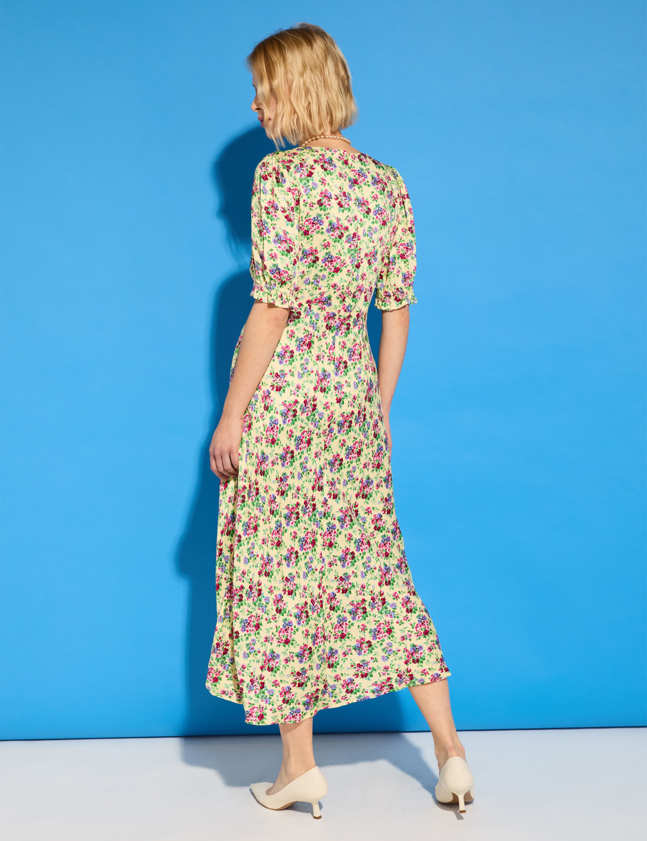 Satin Floral Midi Tea Dress 3 of 6