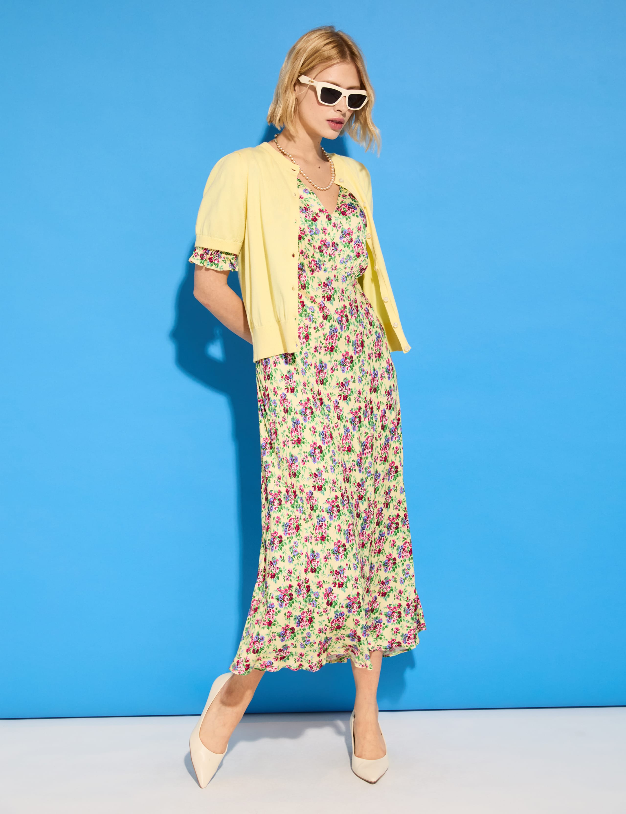 Satin Floral Midi Tea Dress 5 of 6