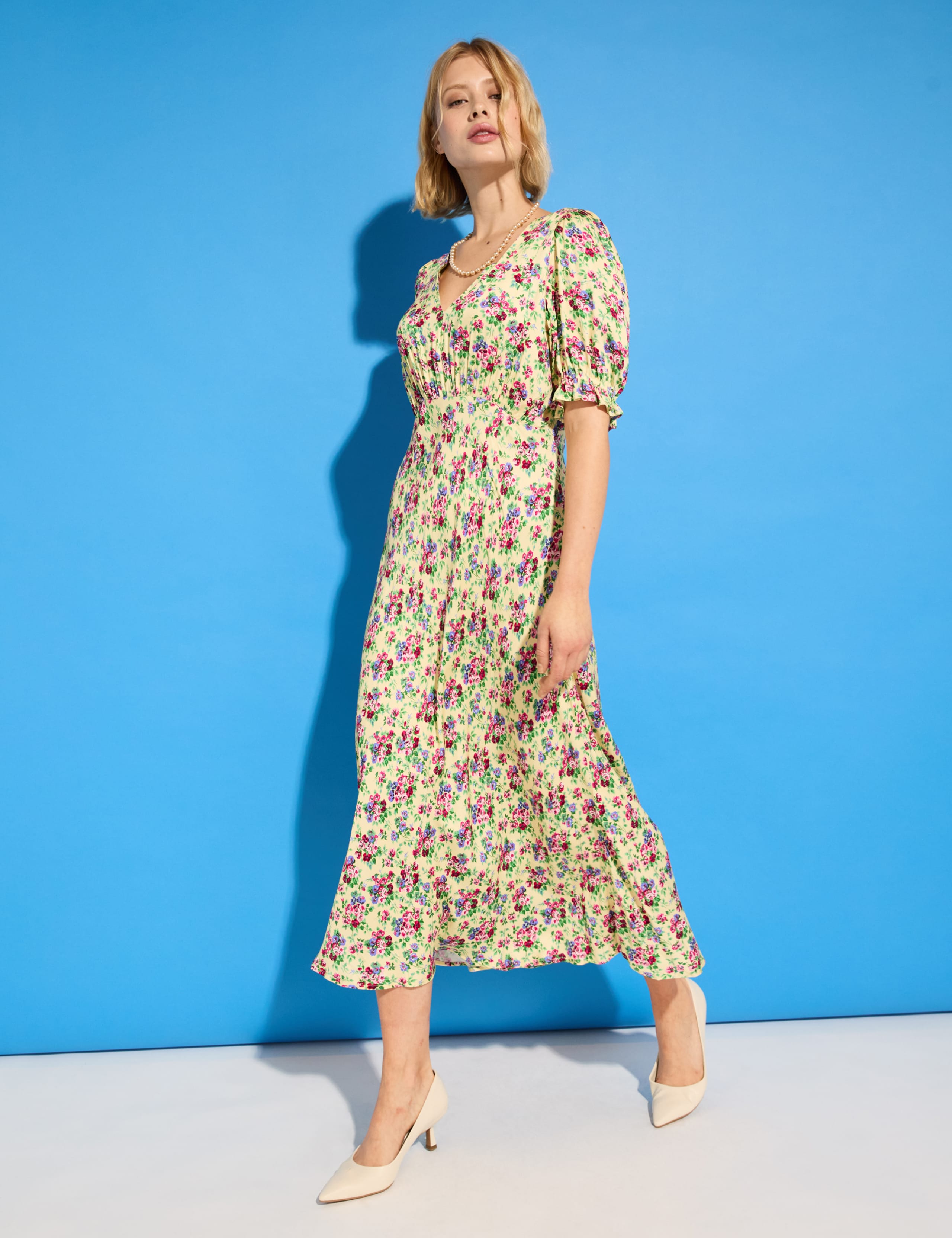 Satin Floral Midi Tea Dress 6 of 6