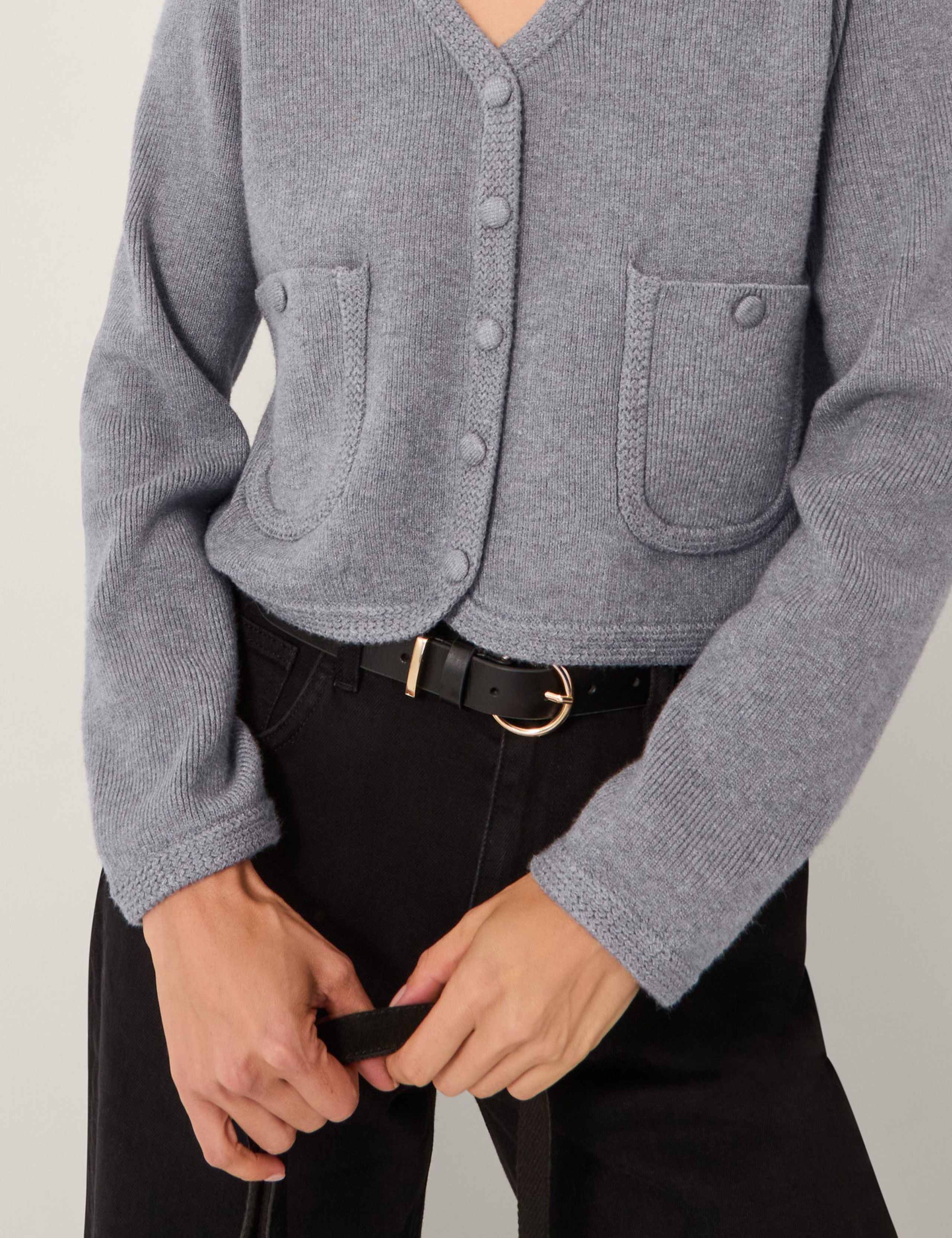 Textured V-Neck Button Front Cardigan 2 of 5