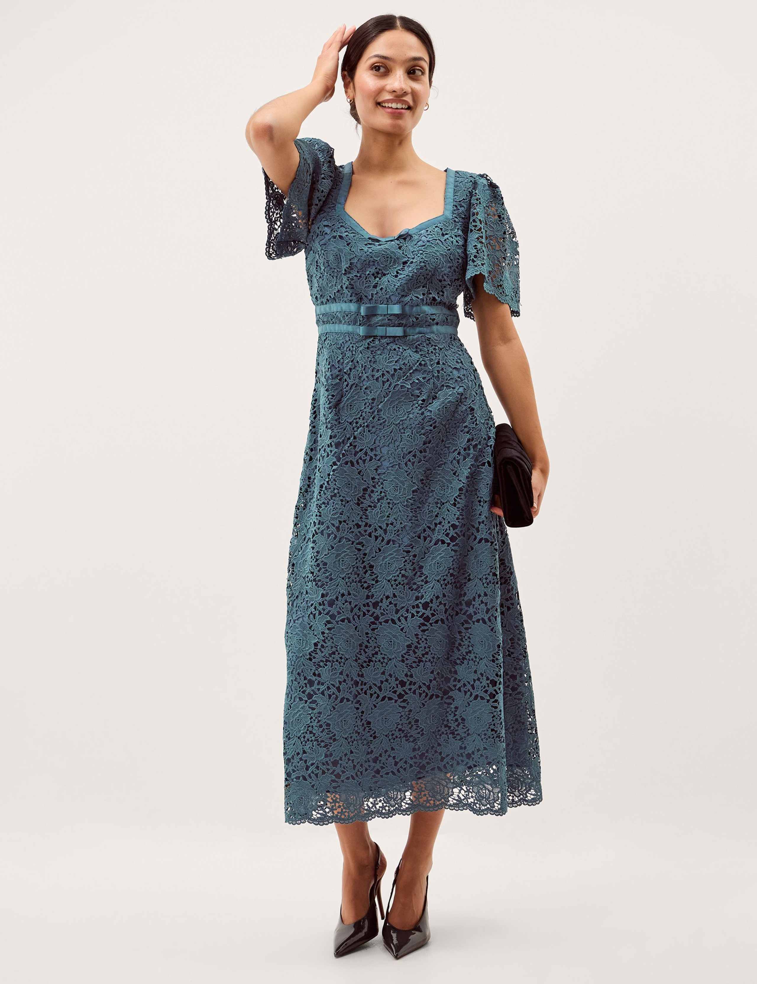 Lace Square Neck Midi Shift Dress 3 of 5