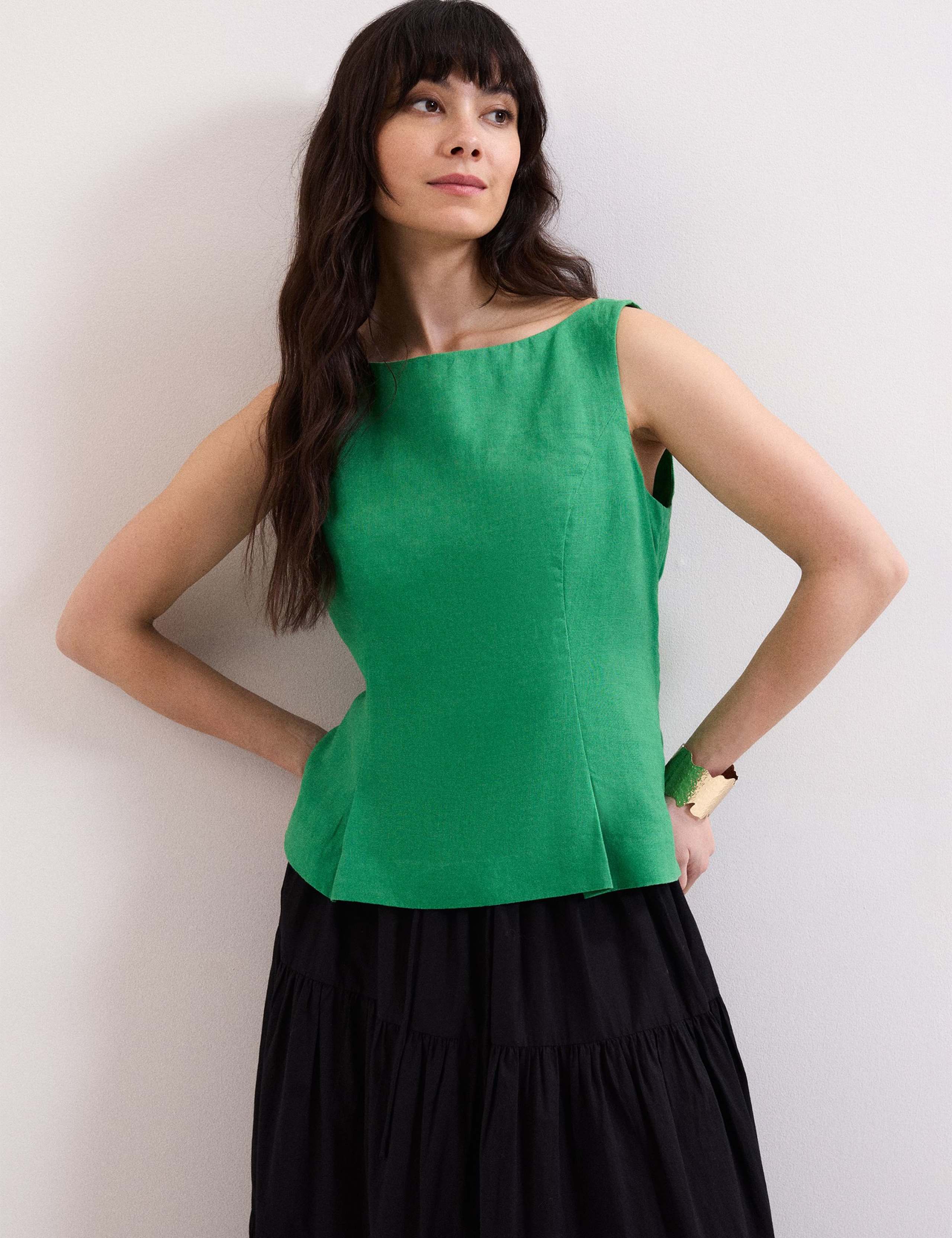 Pure Linen Slash Neck Vest Top 3 of 6