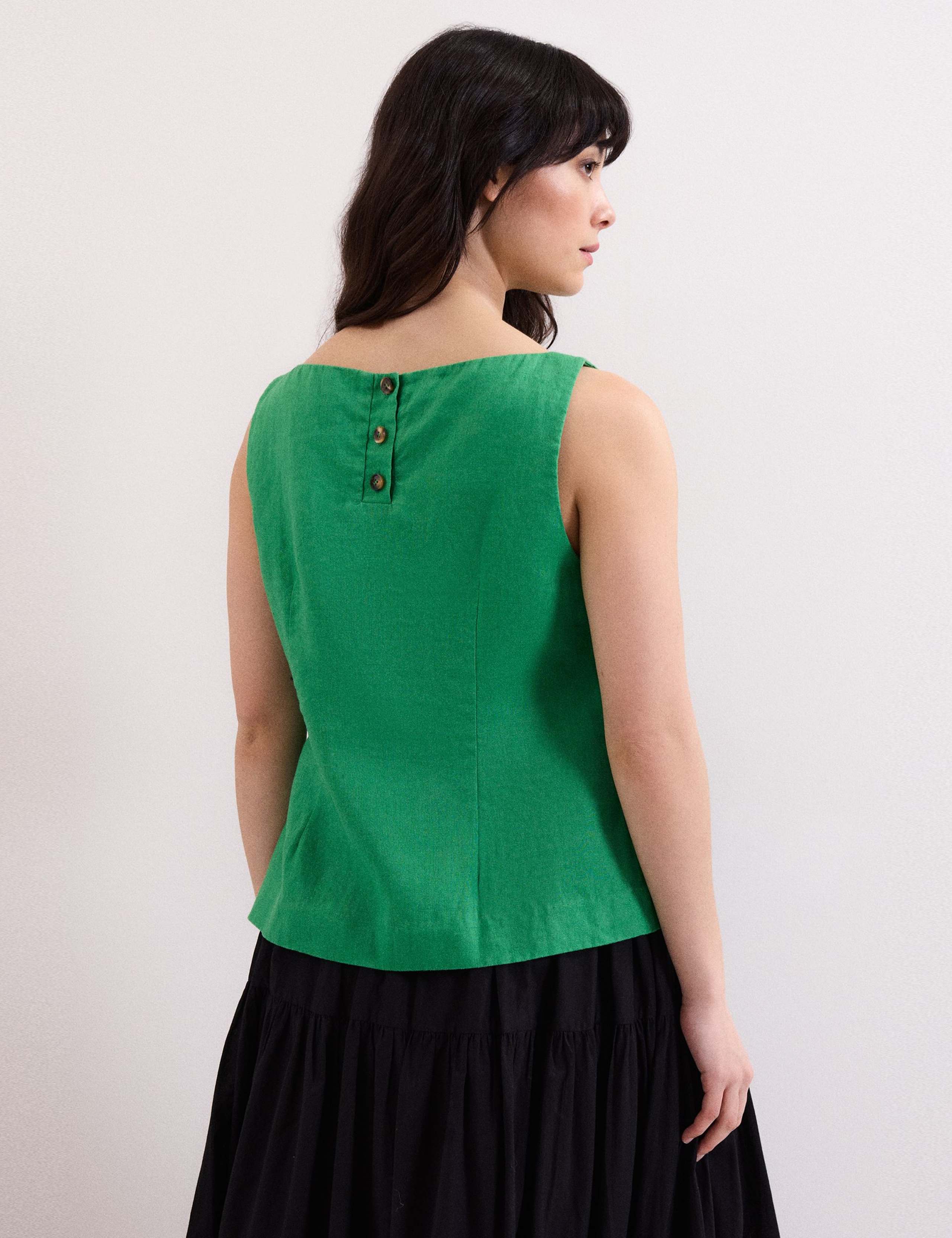 Pure Linen Slash Neck Vest Top 4 of 6