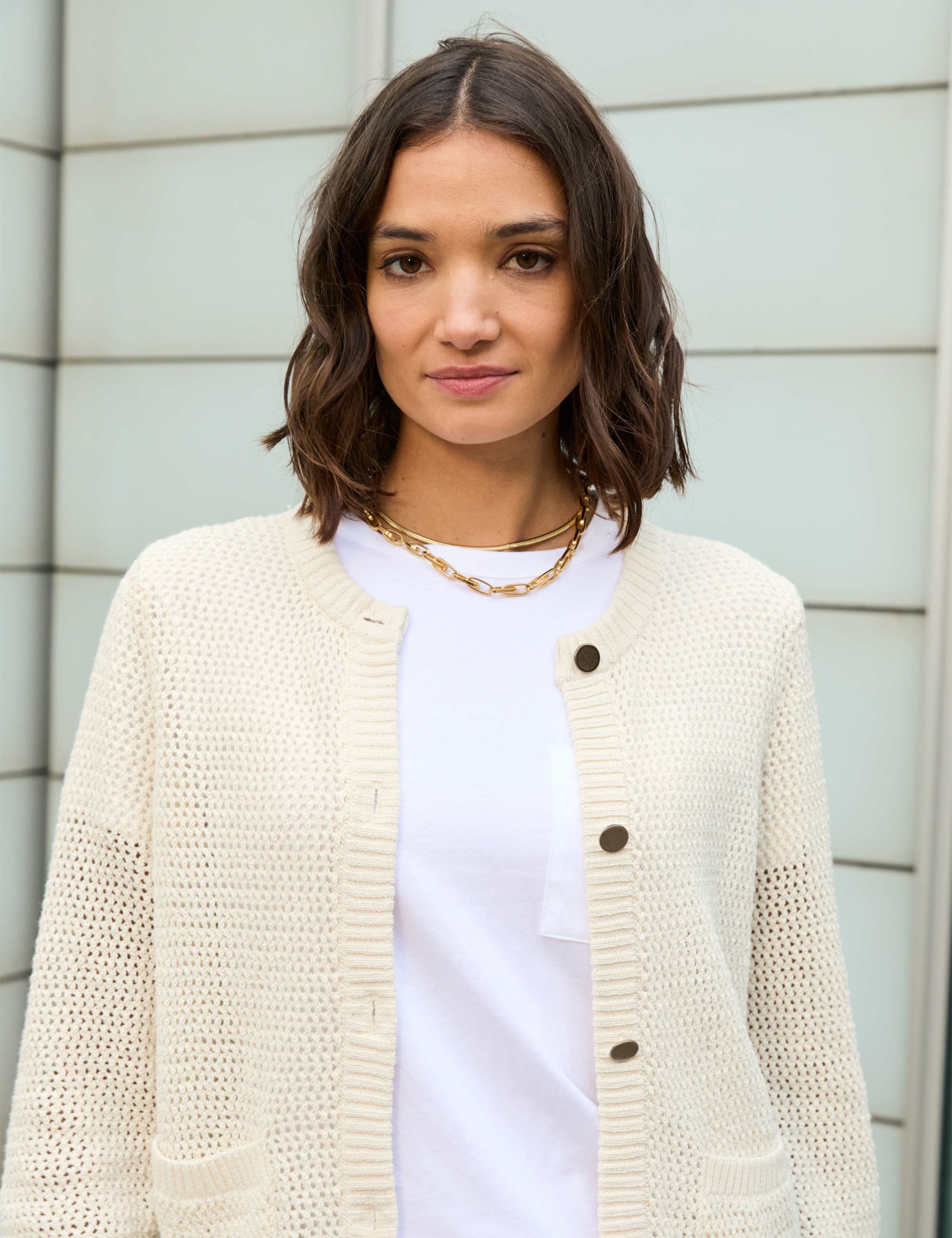 Cotton Rich Textured Cropped Cardigan 3 of 4