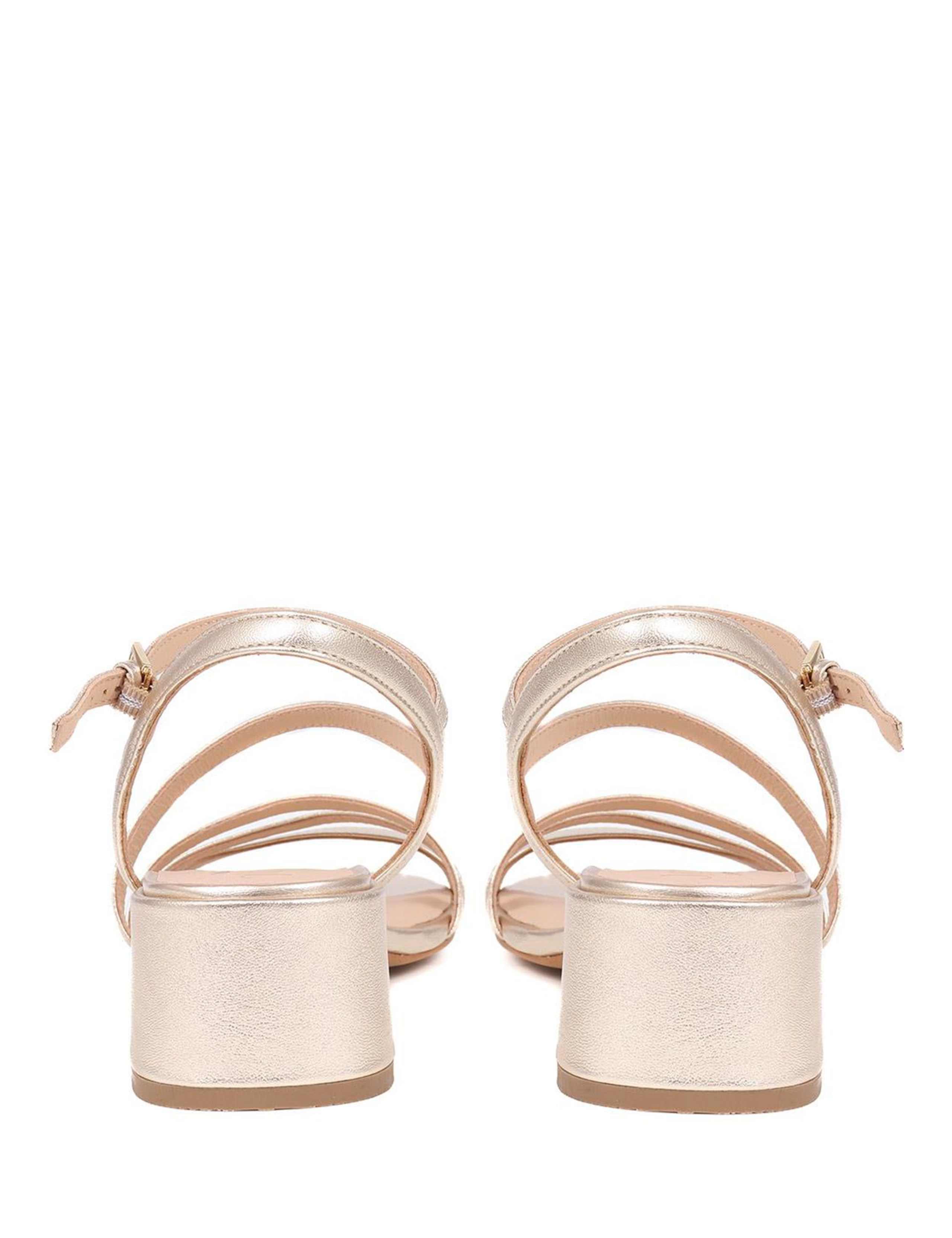 Leather Metallic Strappy Block Heel Sandals 4 of 5