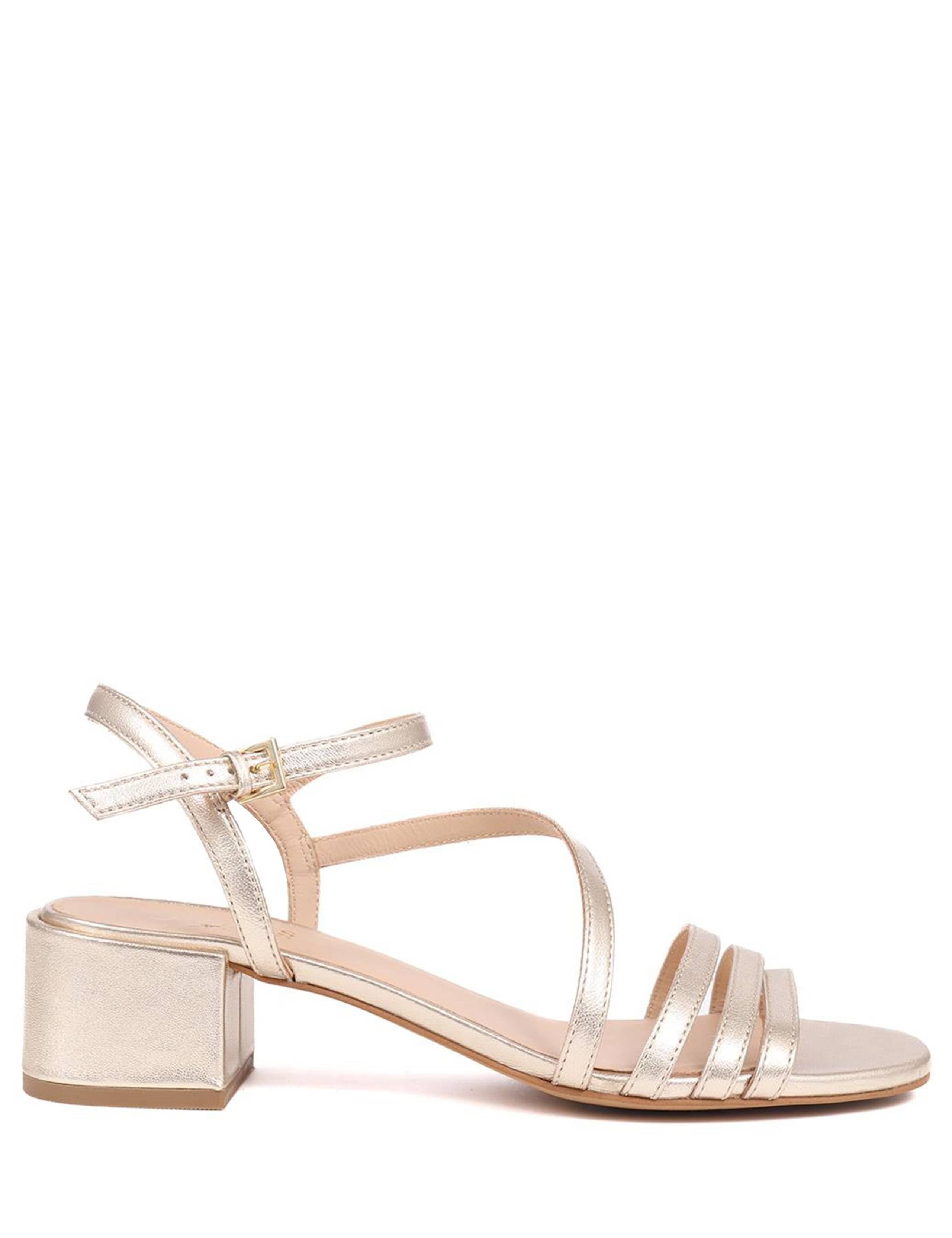 Leather Metallic Strappy Block Heel Sandals 2 of 5