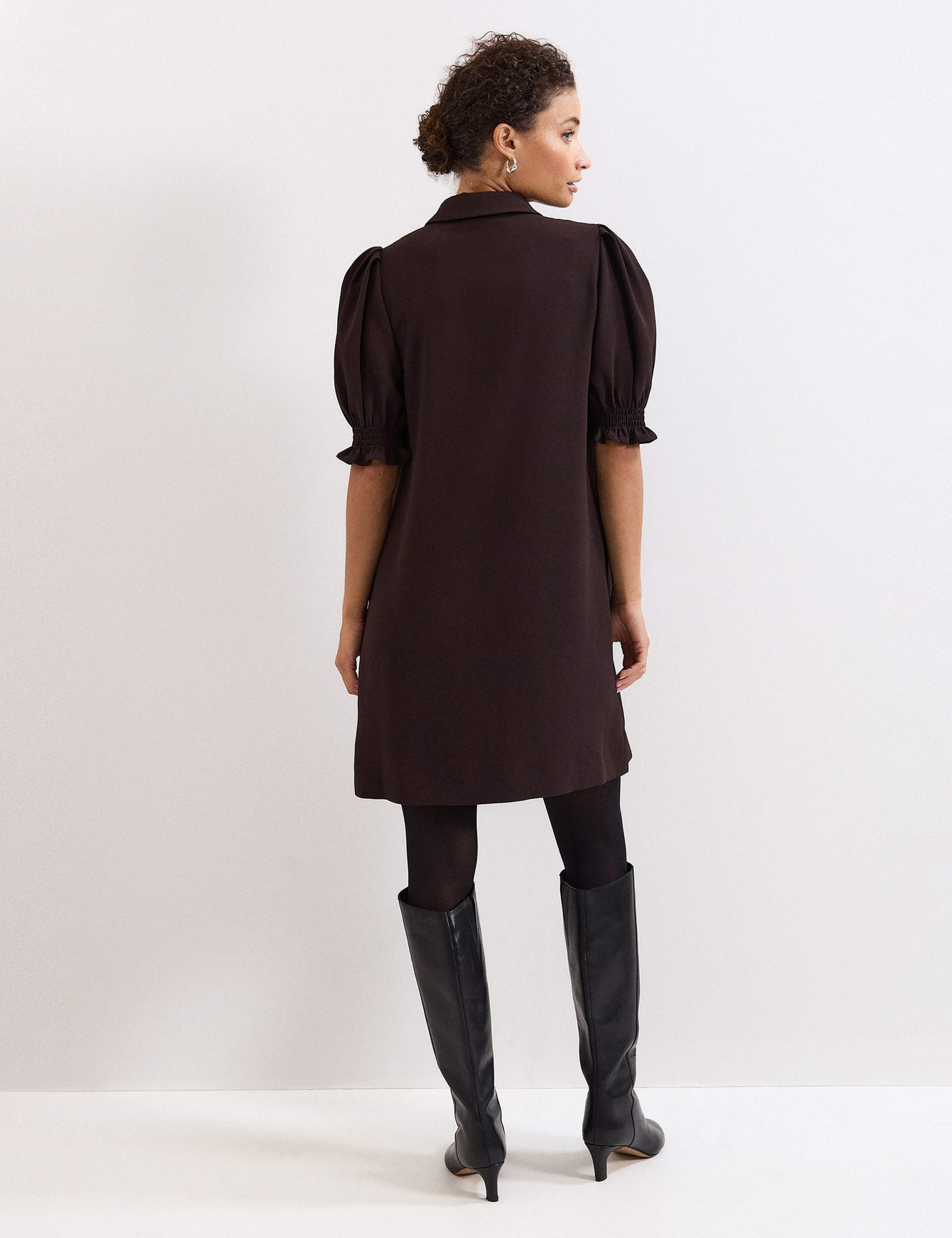 Puff Sleeve Mini Shirt Dress 4 of 6