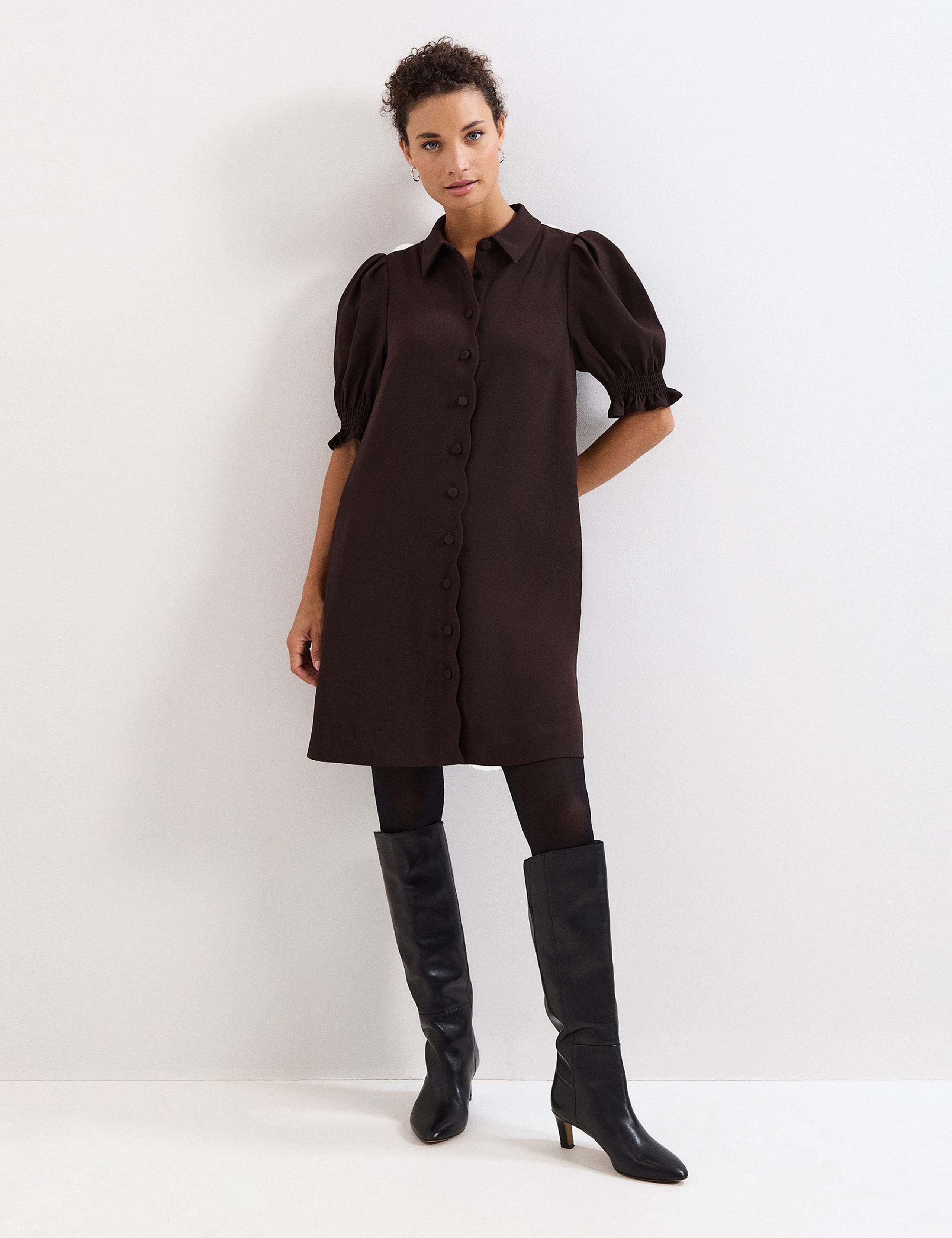 Puff Sleeve Mini Shirt Dress 6 of 6