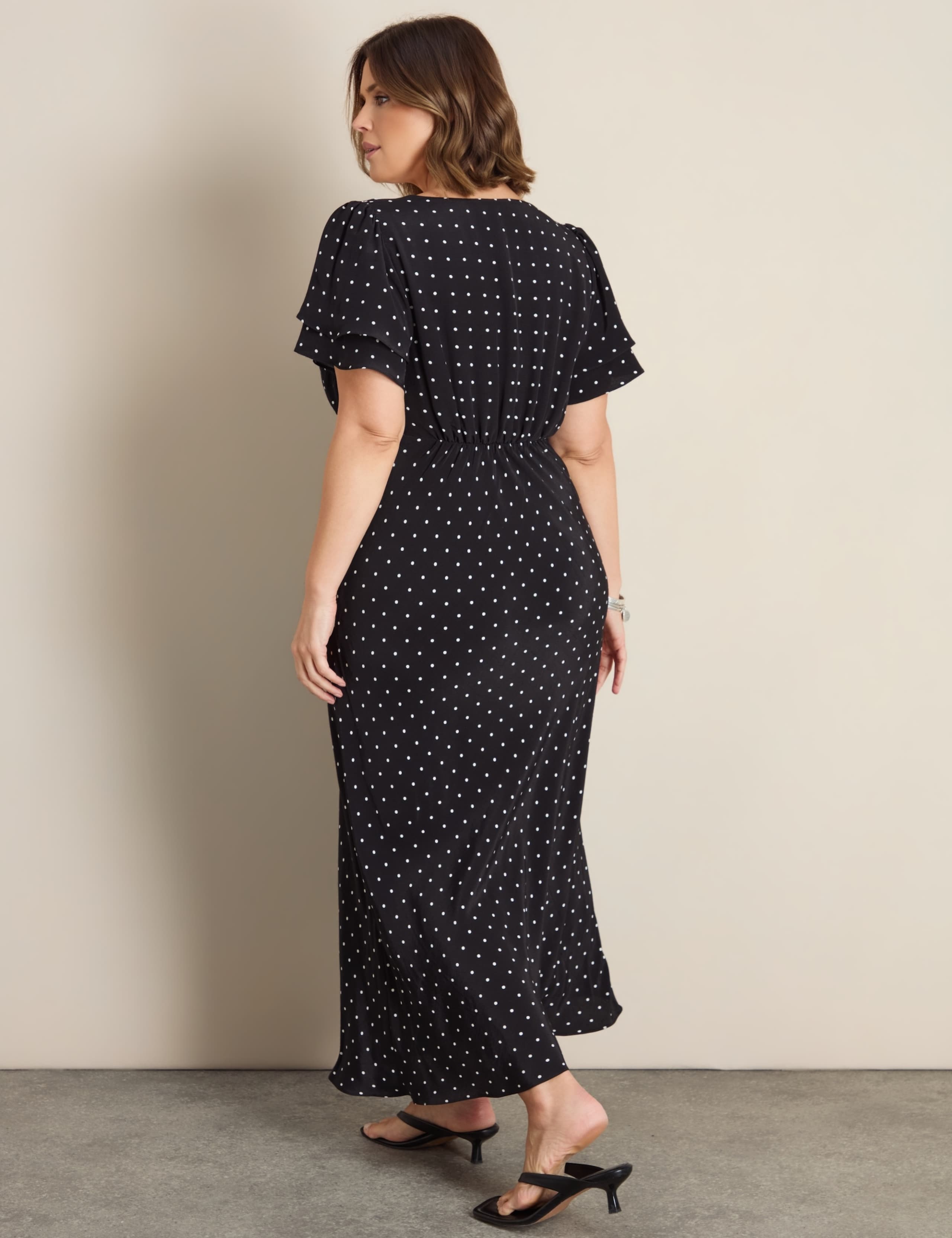 Polka Dot V-Neck Maxi Swing Dress 3 of 5