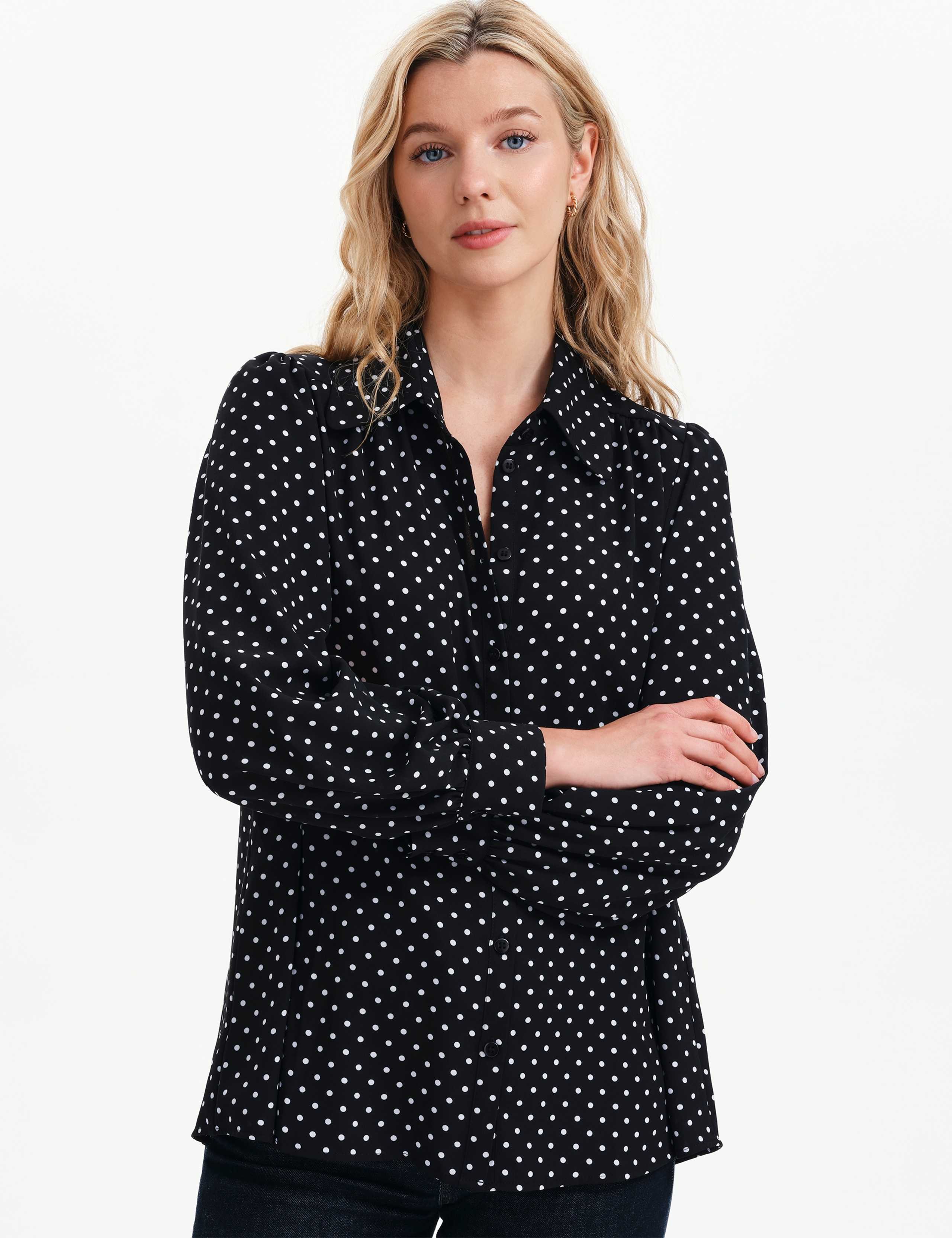 Polka Dot Collared Blouse 1 of 7