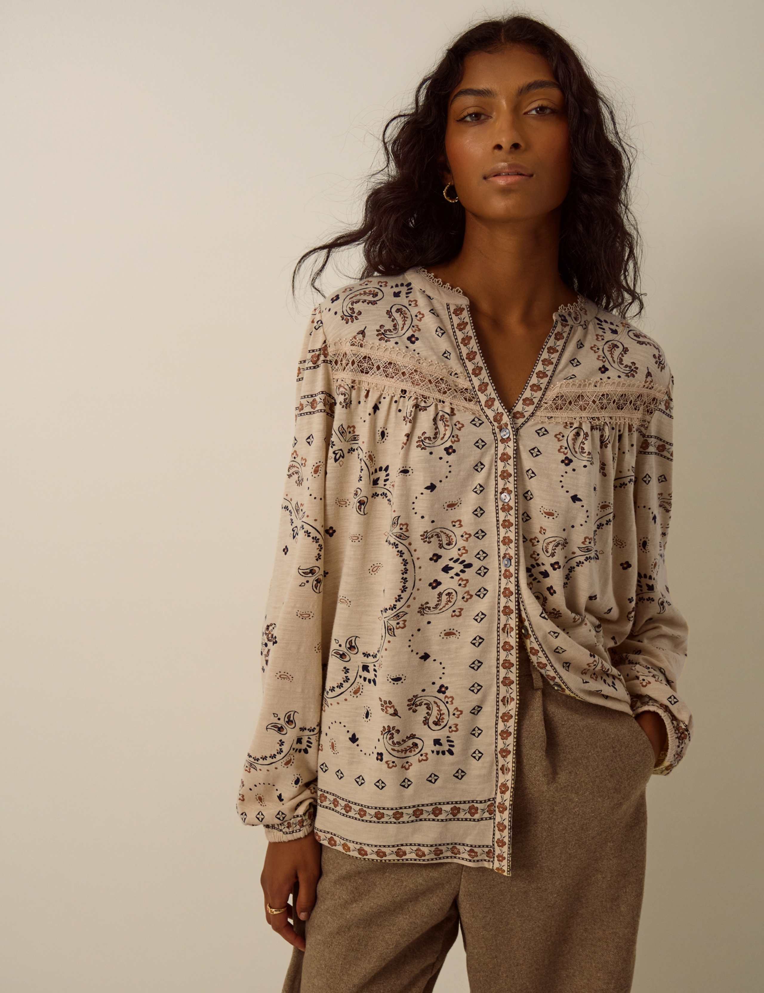 Cotton Rich Printed Crew Neck Shirt 1 of 4