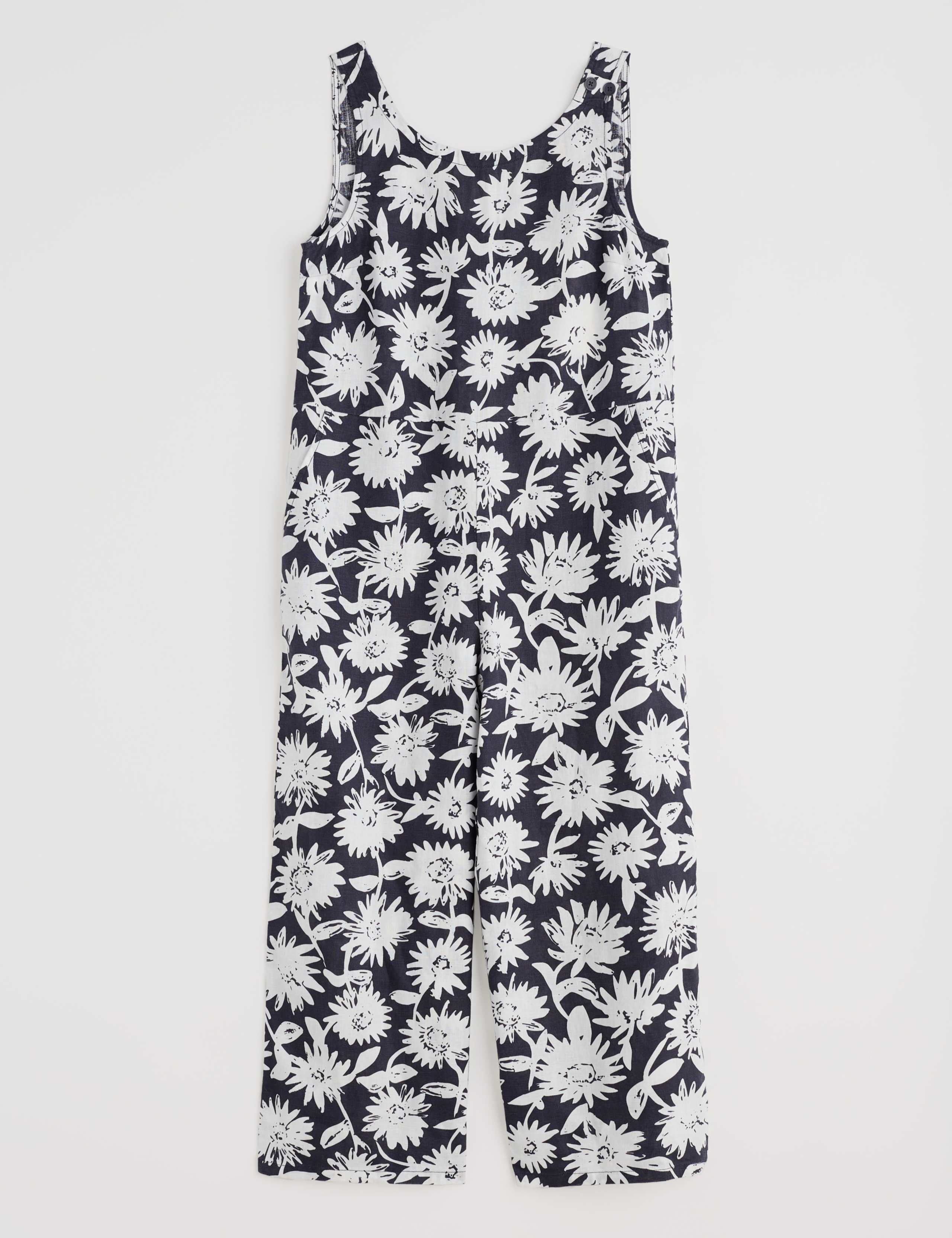 Salt Air Pure Linen Floral Cropped Jumpsuit 2 of 4