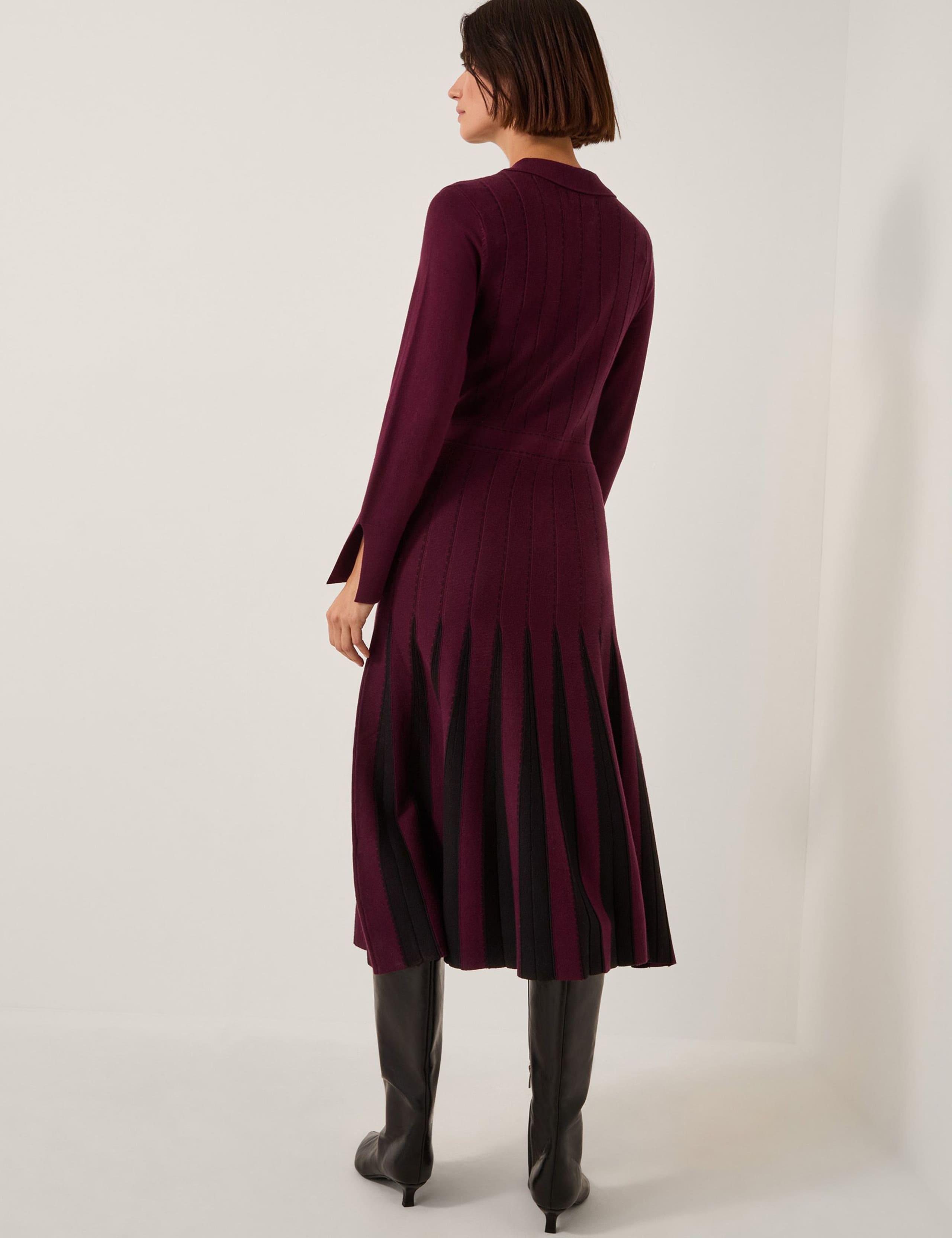 Pleated Stitch Detail Midi Dress 3 of 4
