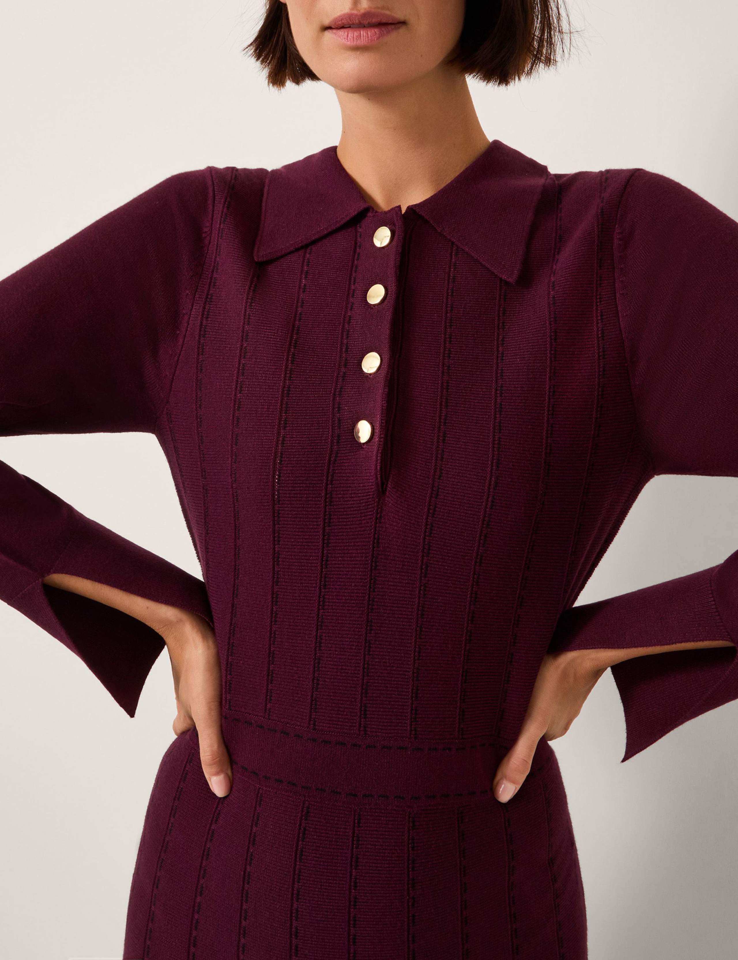 Pleated Stitch Detail Midi Dress 4 of 4