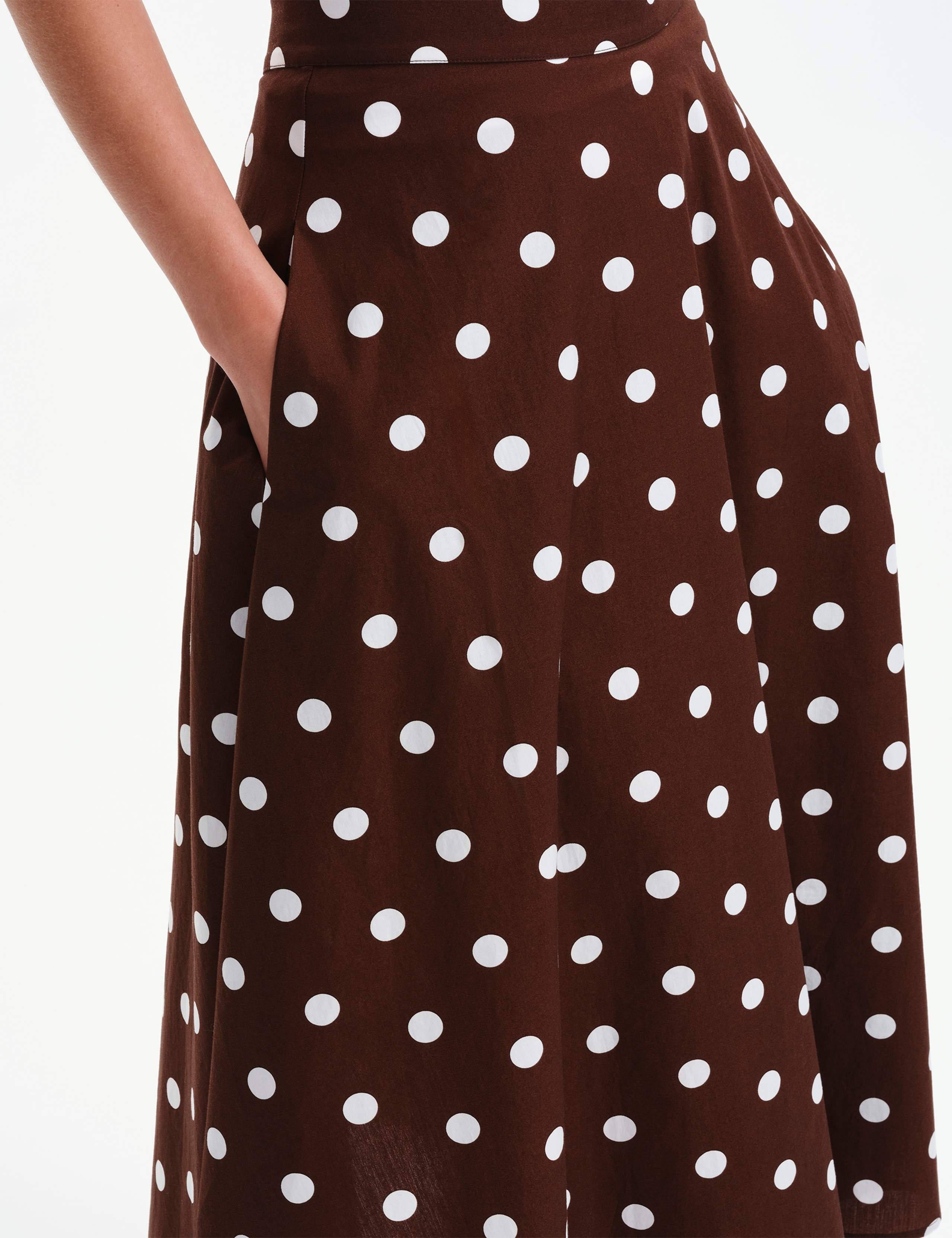 Pure Cotton Polka Dot Midi A-Line Skirt 3 of 8