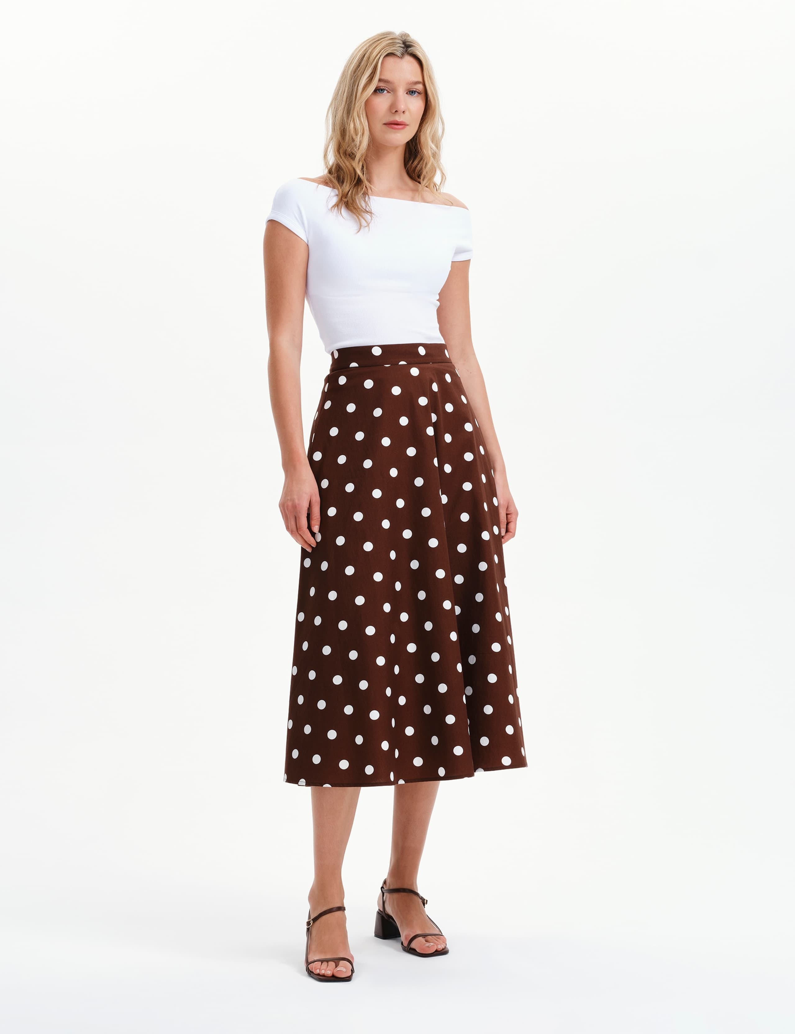 Pure Cotton Polka Dot Midi A-Line Skirt 7 of 8