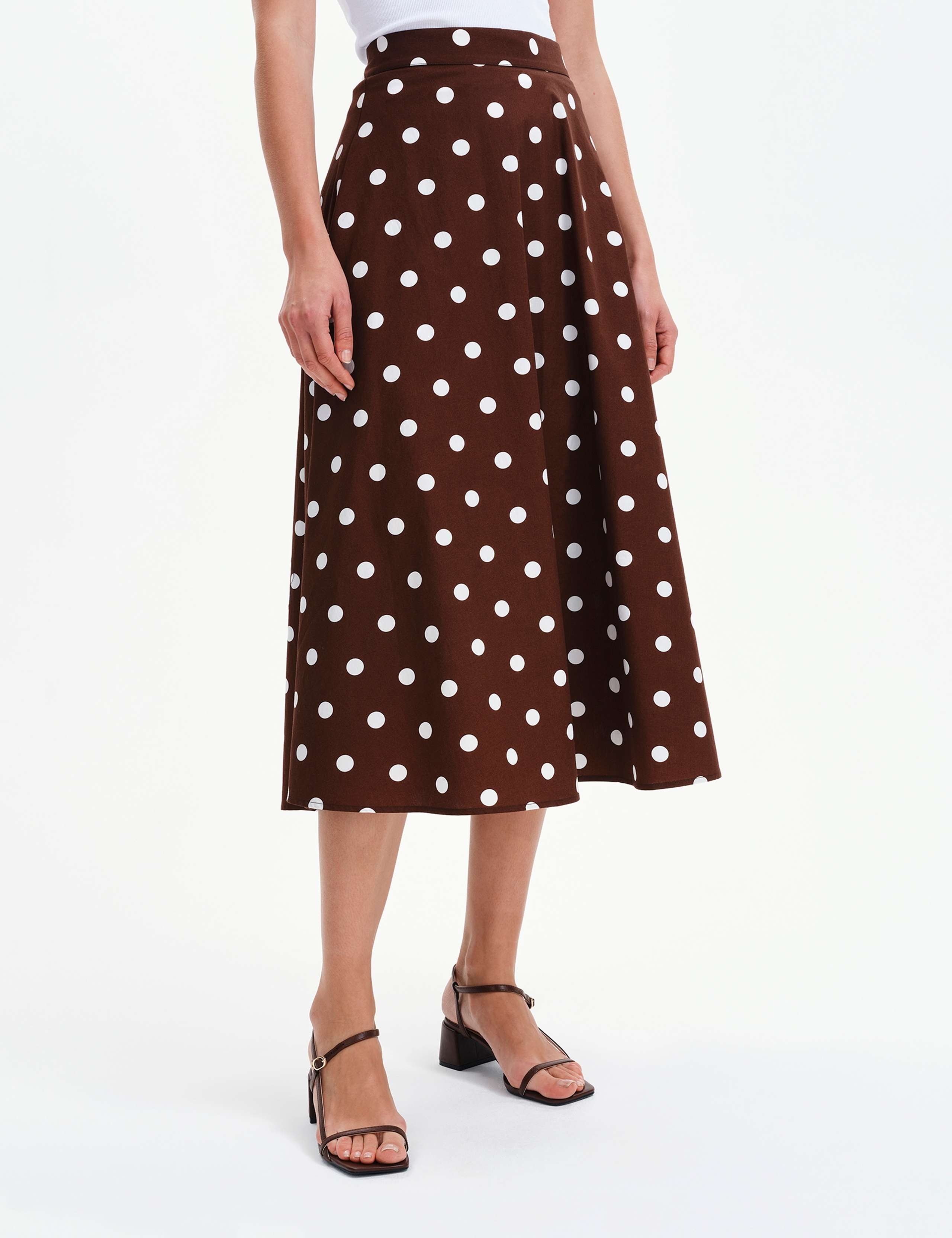 Pure Cotton Polka Dot Midi A-Line Skirt 8 of 8