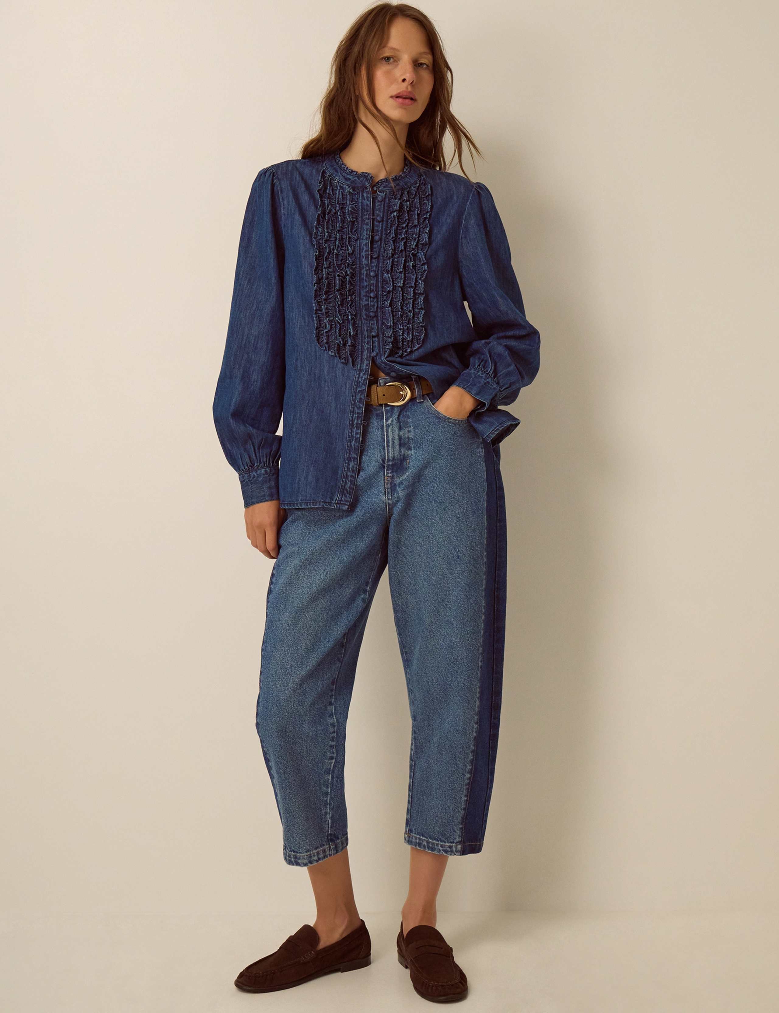 Plain Round Neck Cotton Shirt 2 of 4