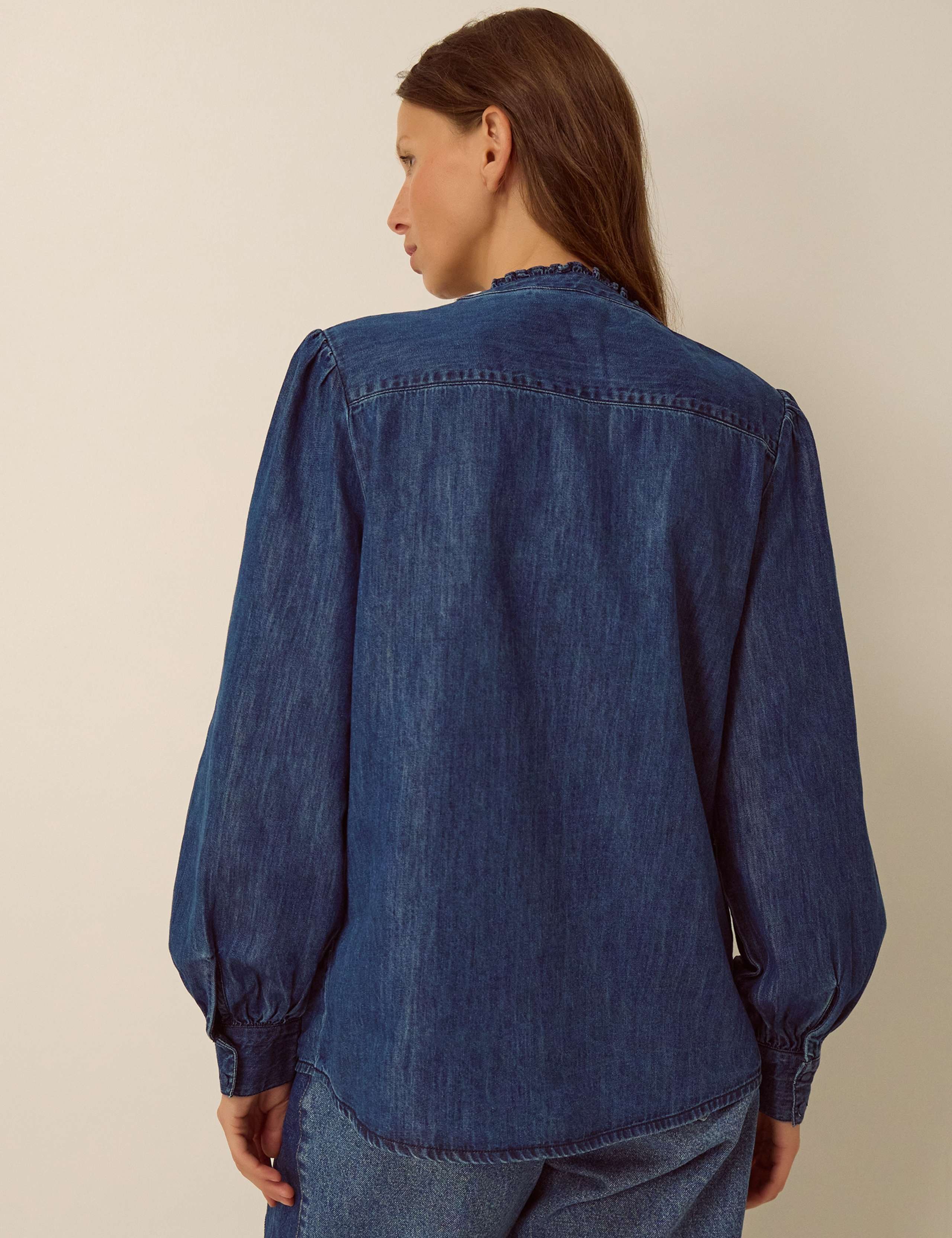 Plain Round Neck Cotton Shirt 3 of 4
