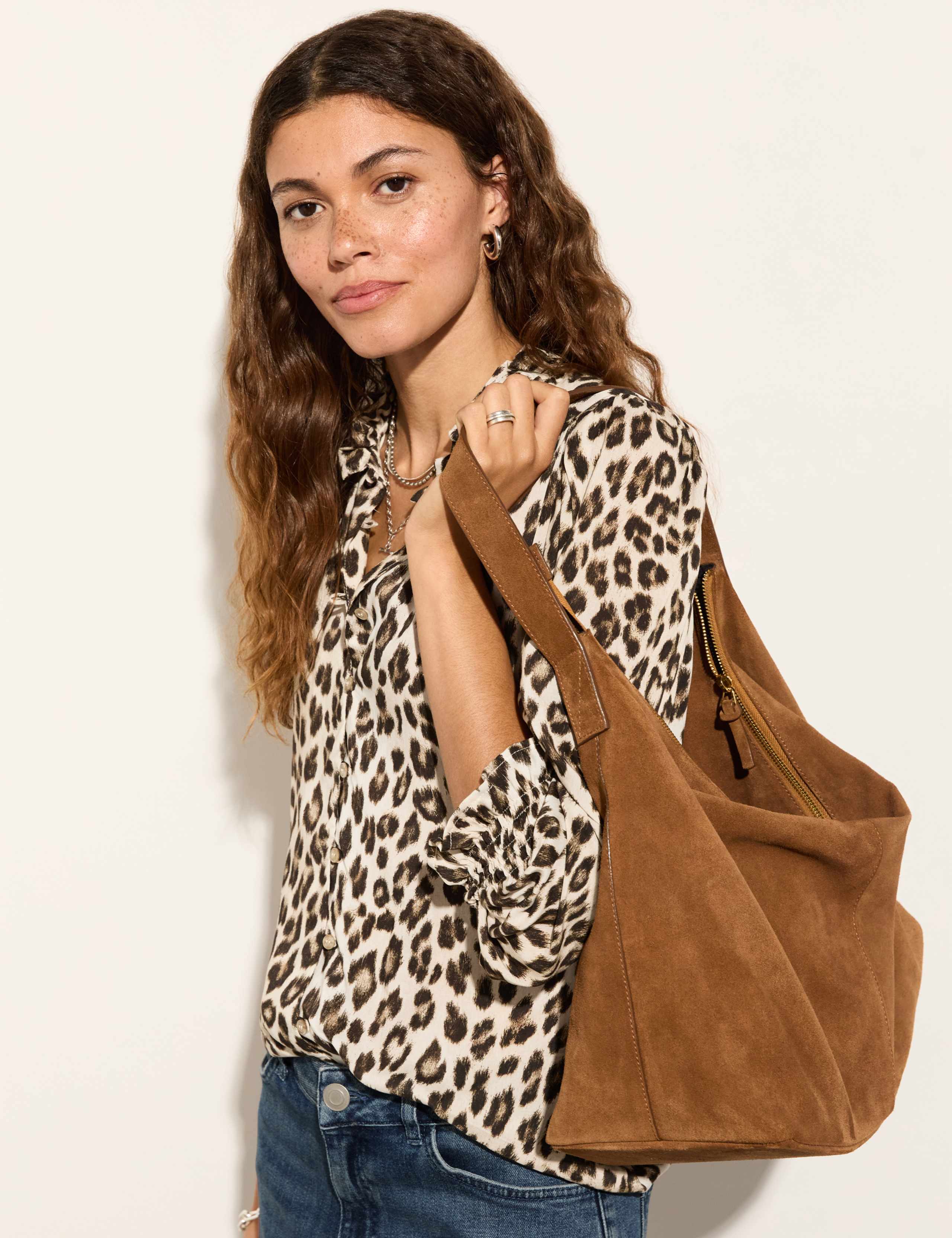 Animal Print Frill Neck Blouson Sleeve Blouse 6 of 6