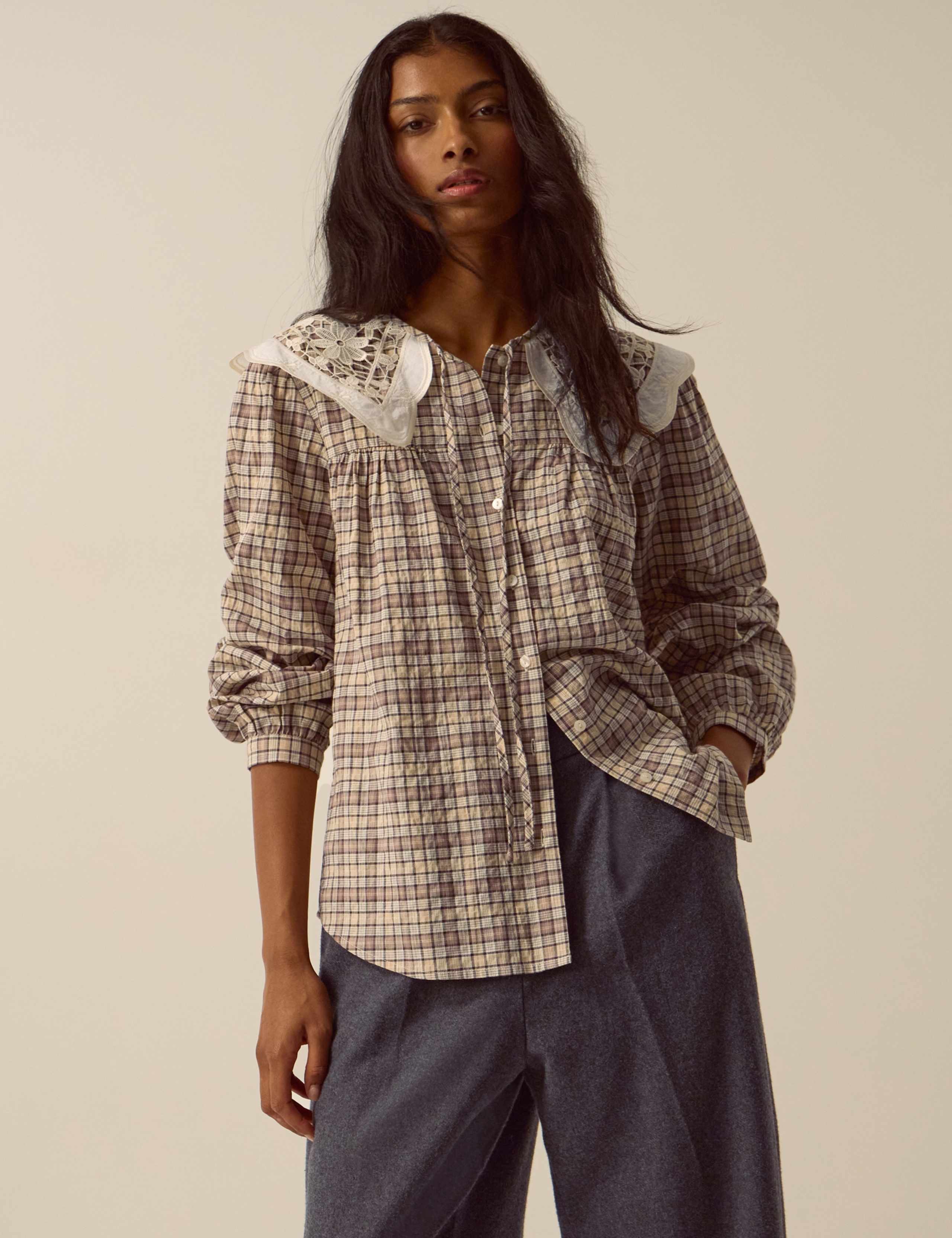 Pure Cotton Checked Collared Shirt 2 of 5