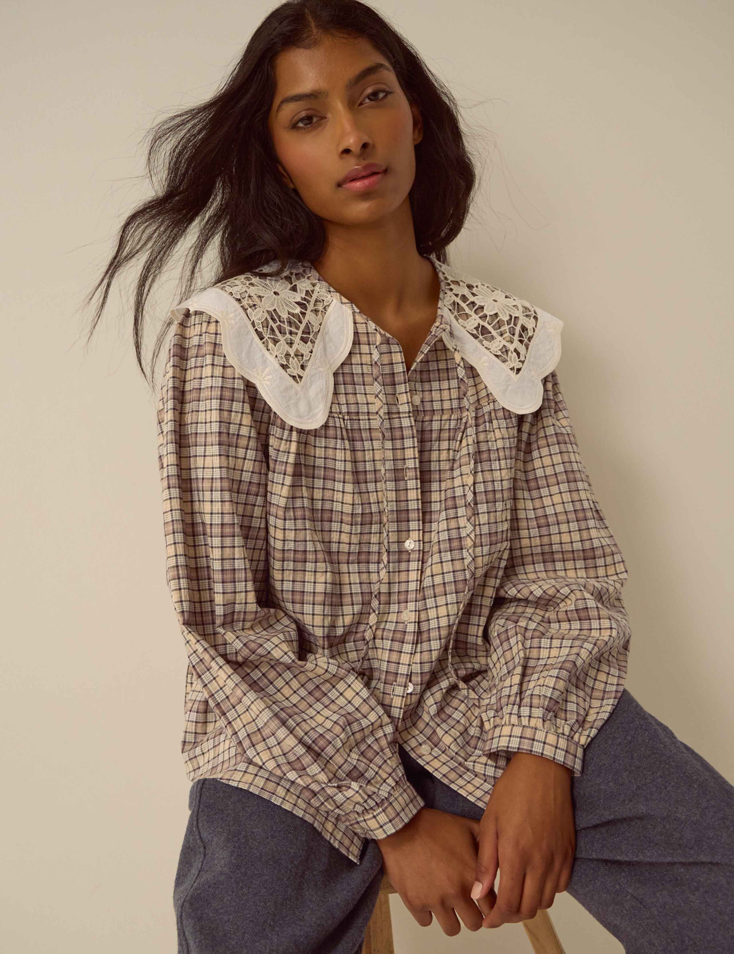 Pure Cotton Checked Collared Shirt 4 of 5
