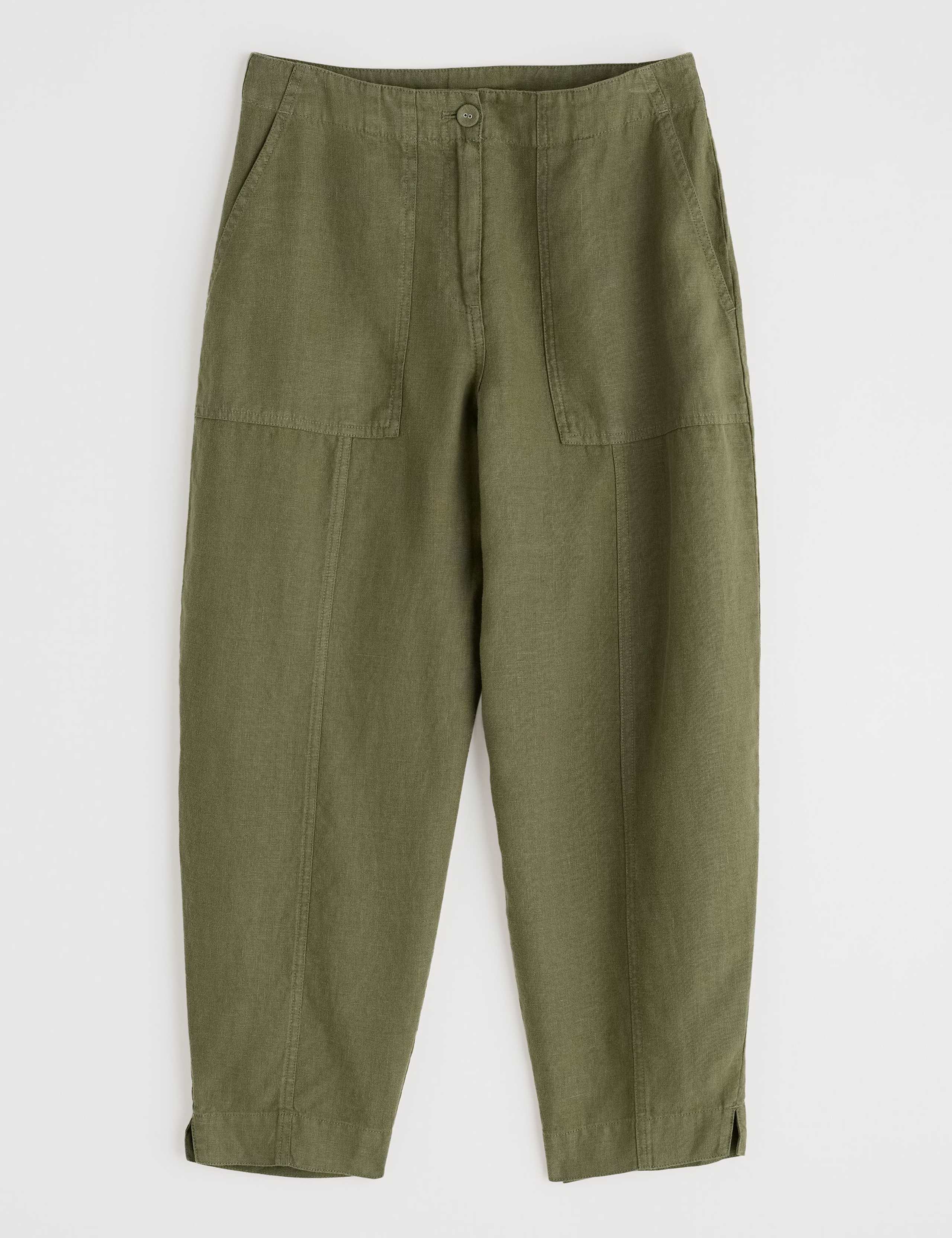 Pure Linen Straight Leg Cropped Trousers 2 of 4