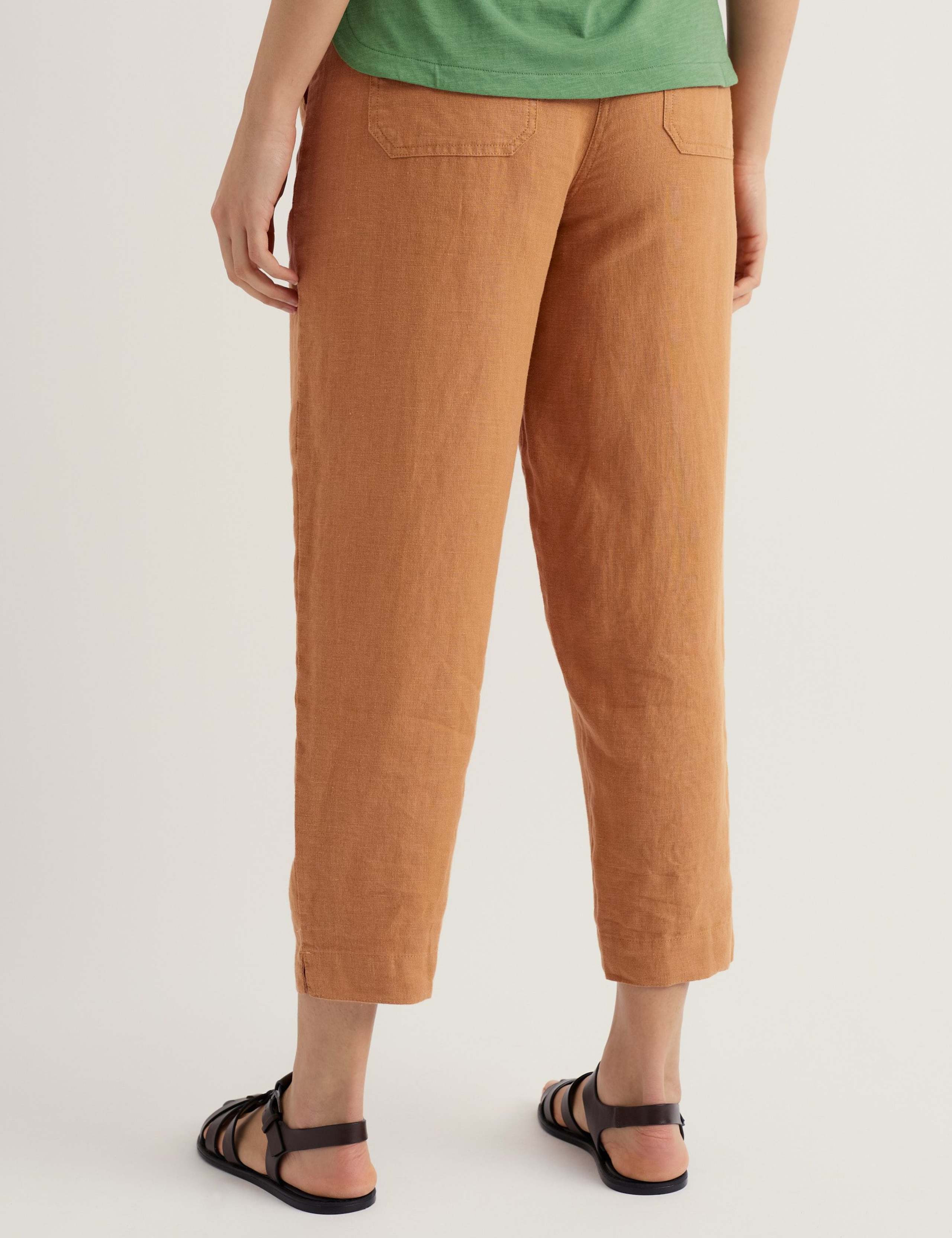 Pure Linen Straight Leg Cropped Trousers 4 of 5