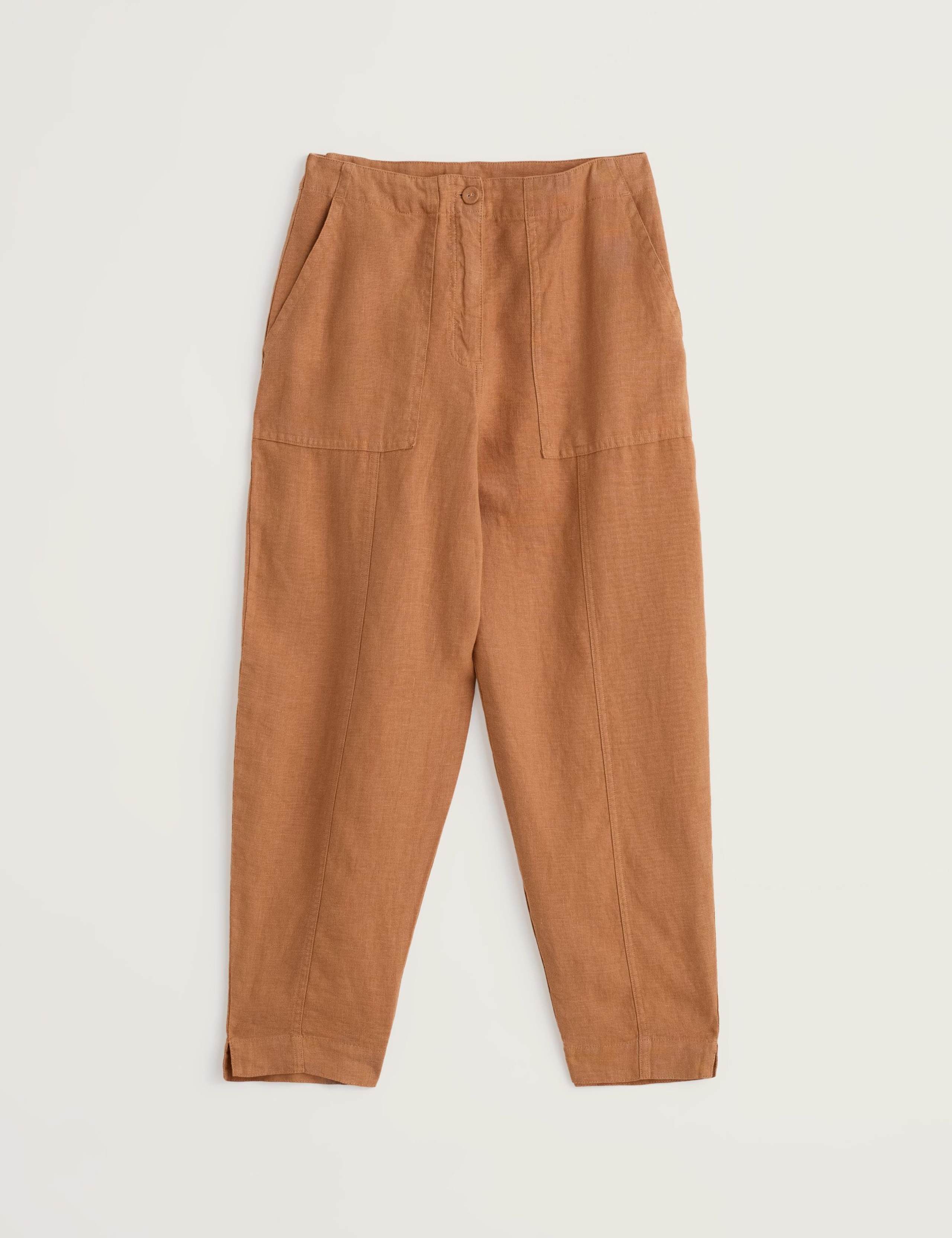 Pure Linen Straight Leg Cropped Trousers 2 of 5