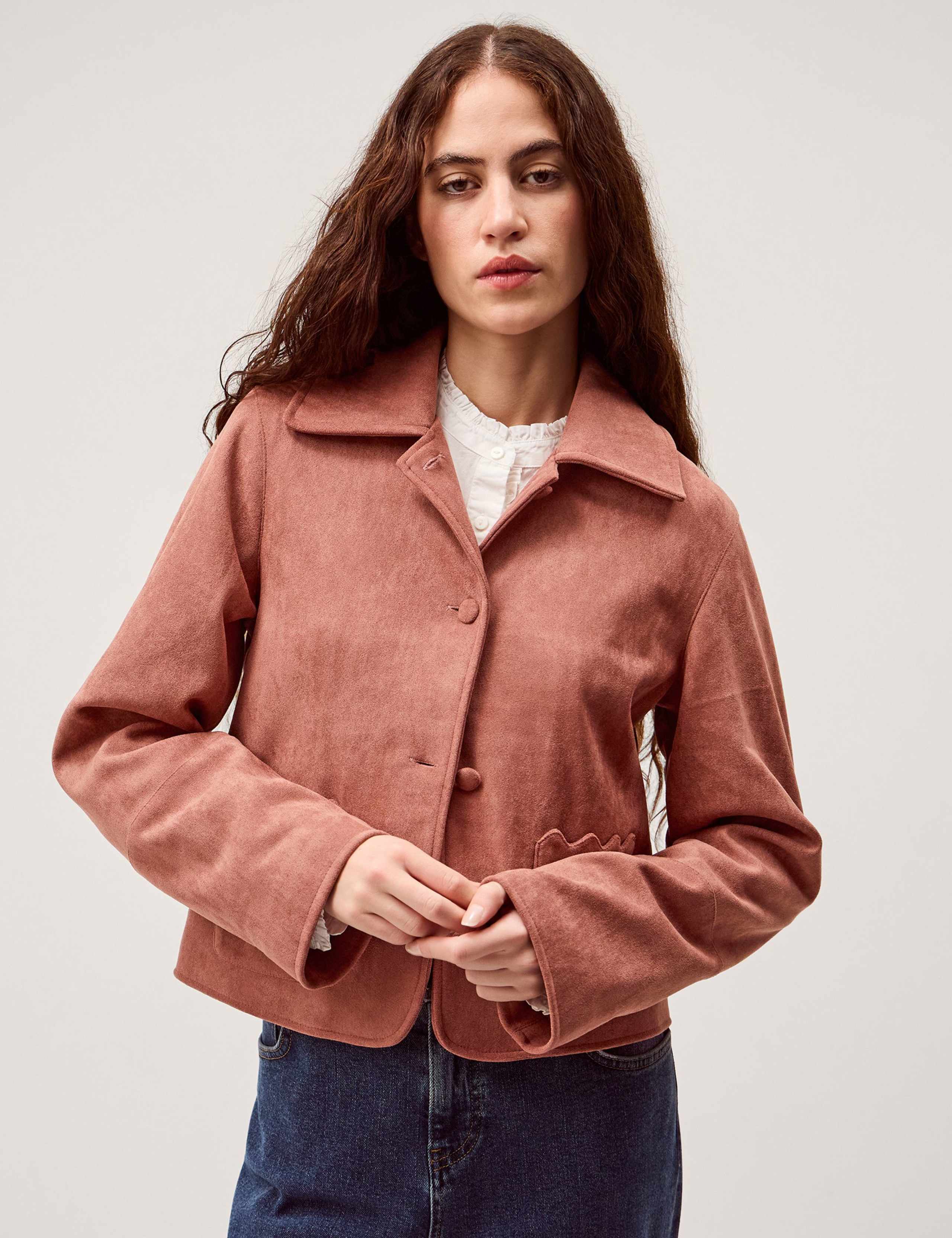 Suedette Collared Utility Jacket 1 of 5