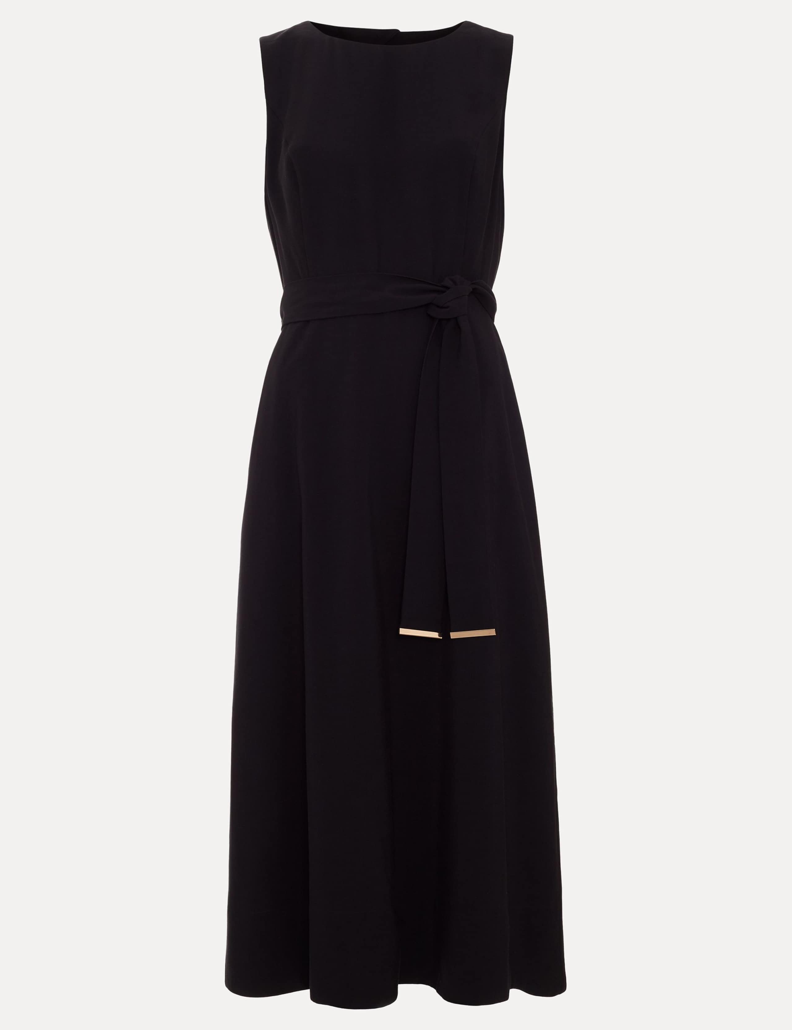 V-Neck Belted Midi Swing Dress 2 of 8