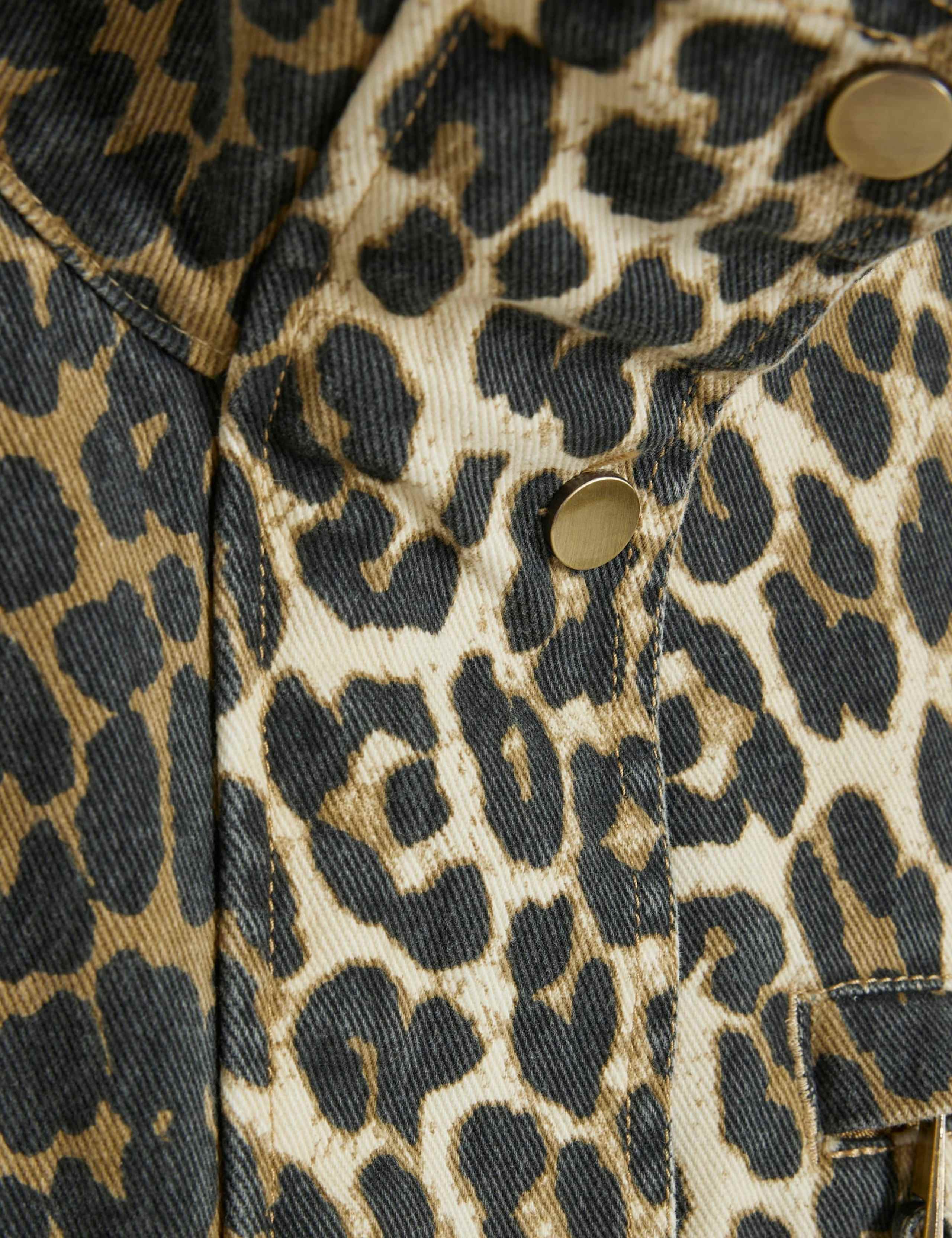 Denim Leopard Print Funnel Neck Jacket 5 of 6