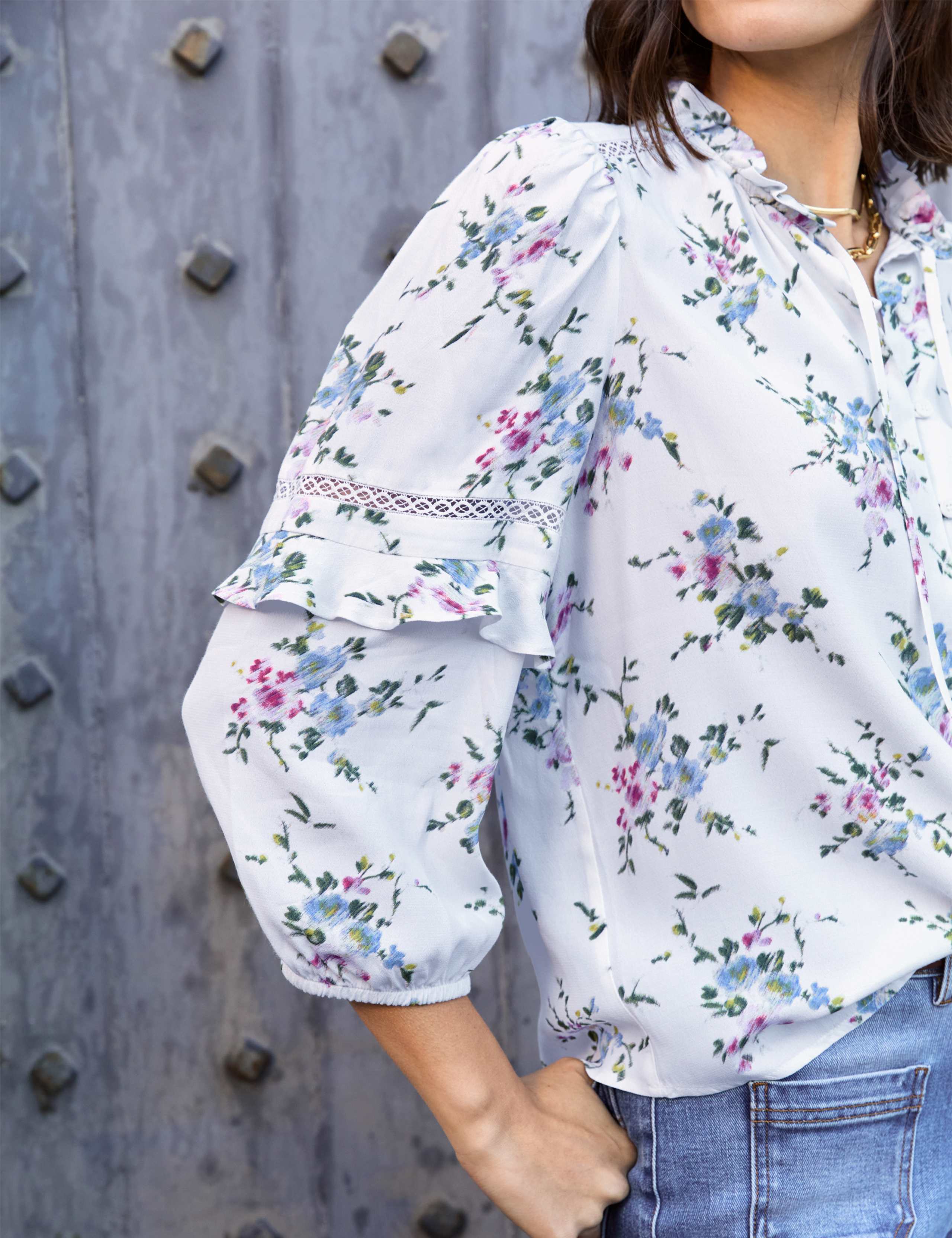 Floral Collared Frill Detail Blouse 3 of 4