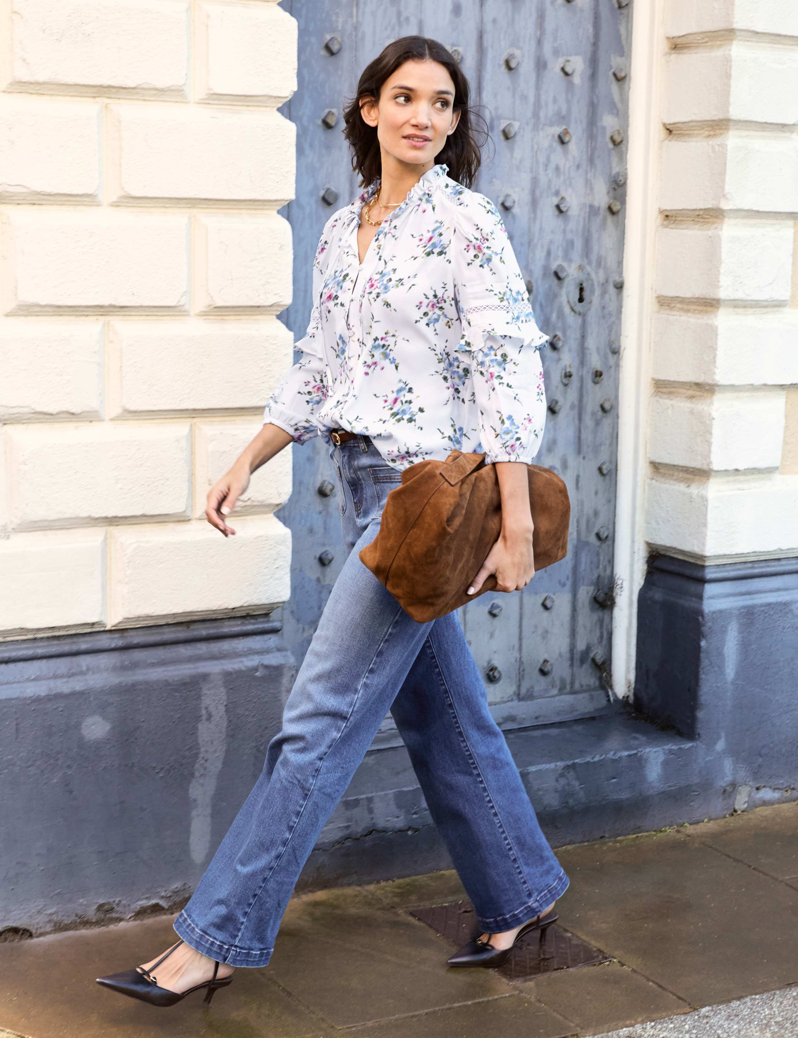 Floral Collared Frill Detail Blouse 4 of 4