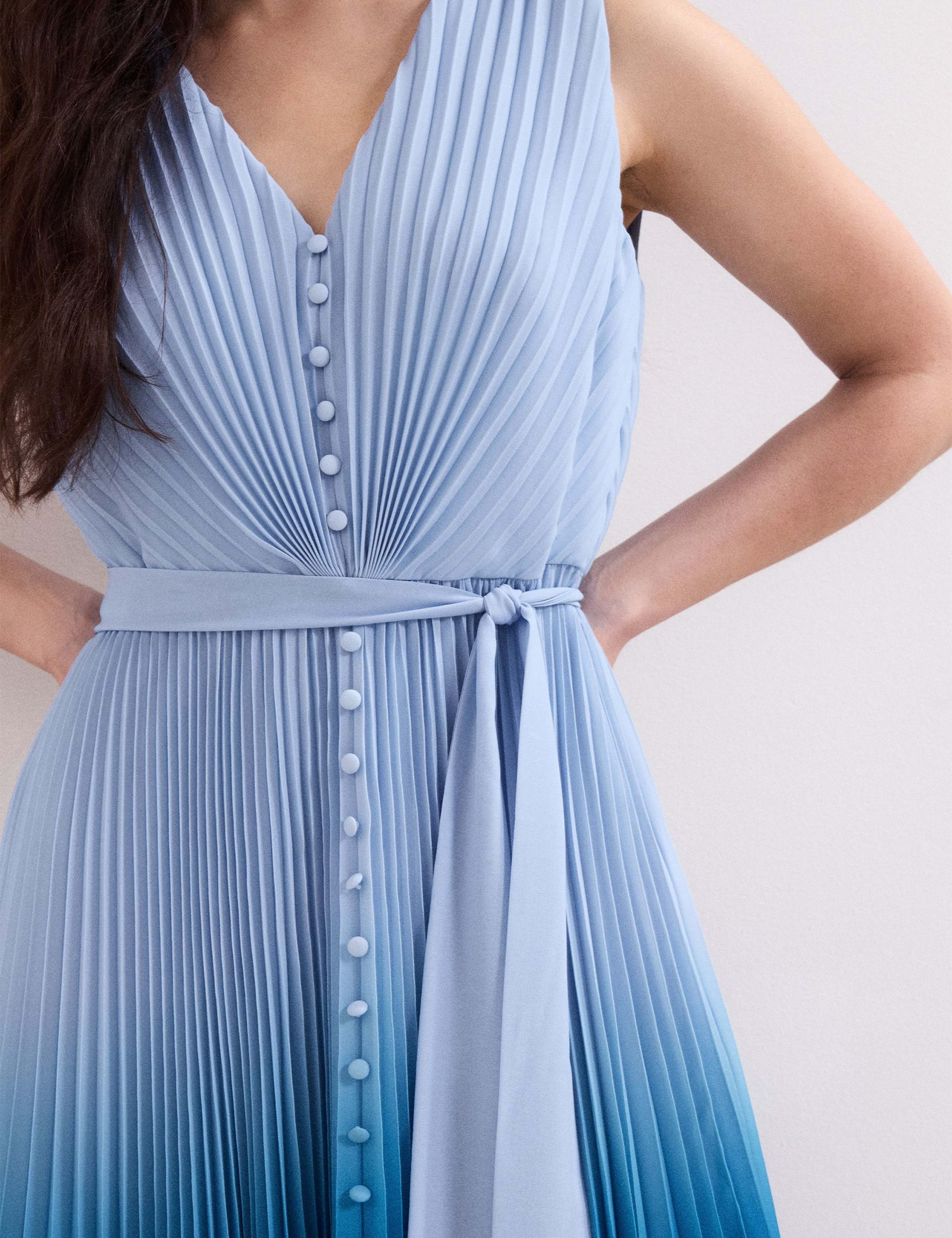 Ombre V-Neck Pleated Midi Skater Dress 7 of 8