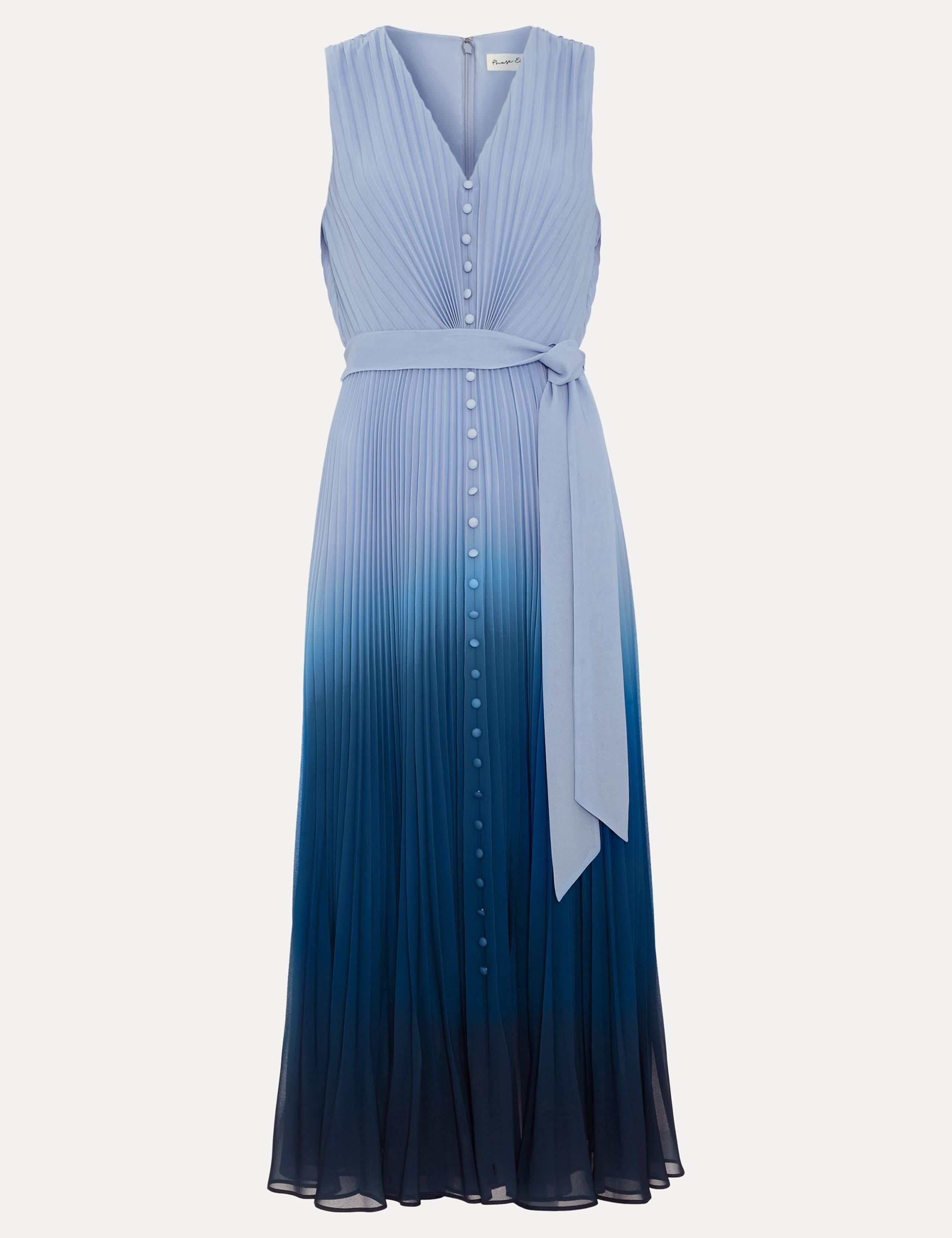 Ombre V-Neck Pleated Midi Skater Dress 2 of 8