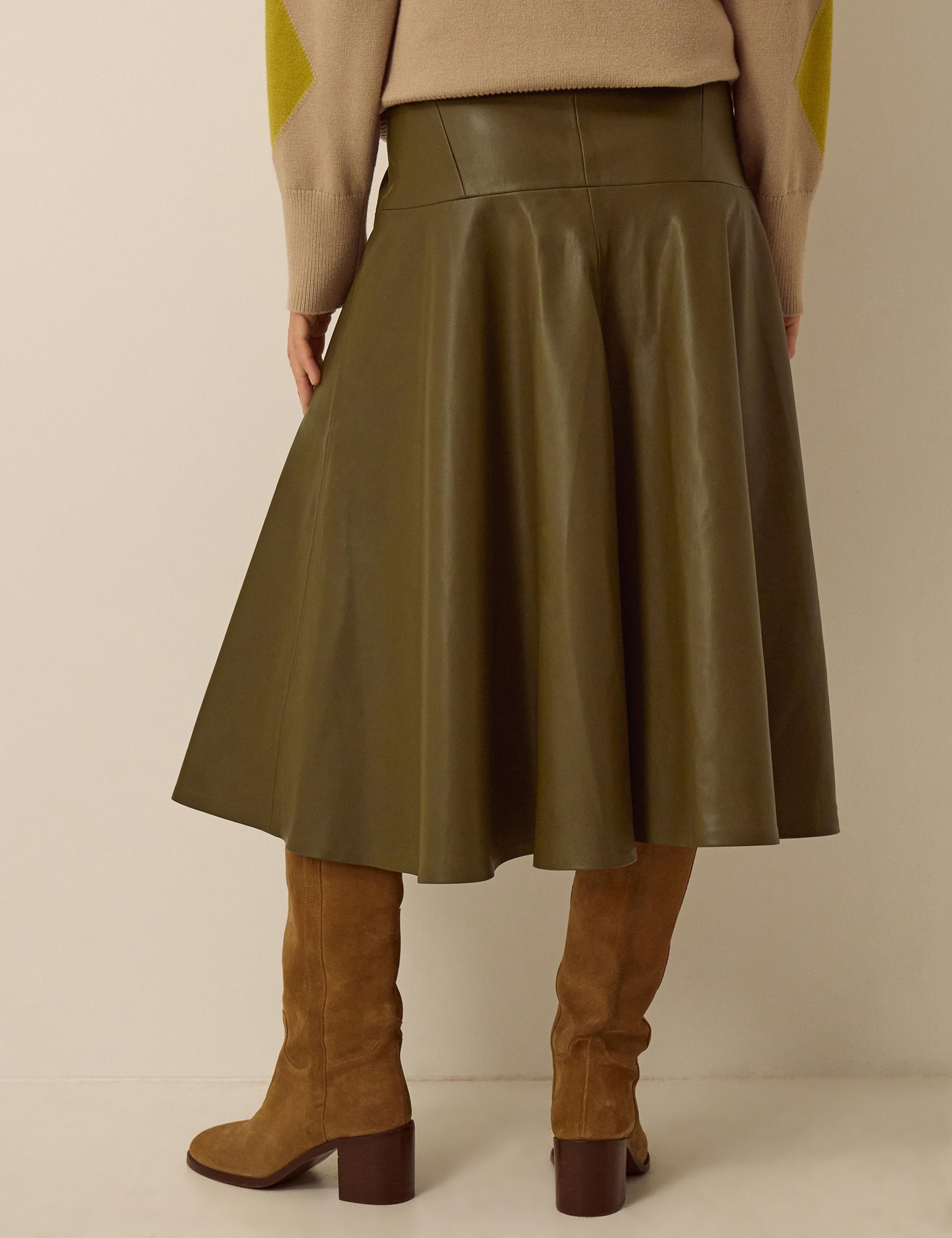 Plain Zip Front A Line Midi Skirt 3 of 4