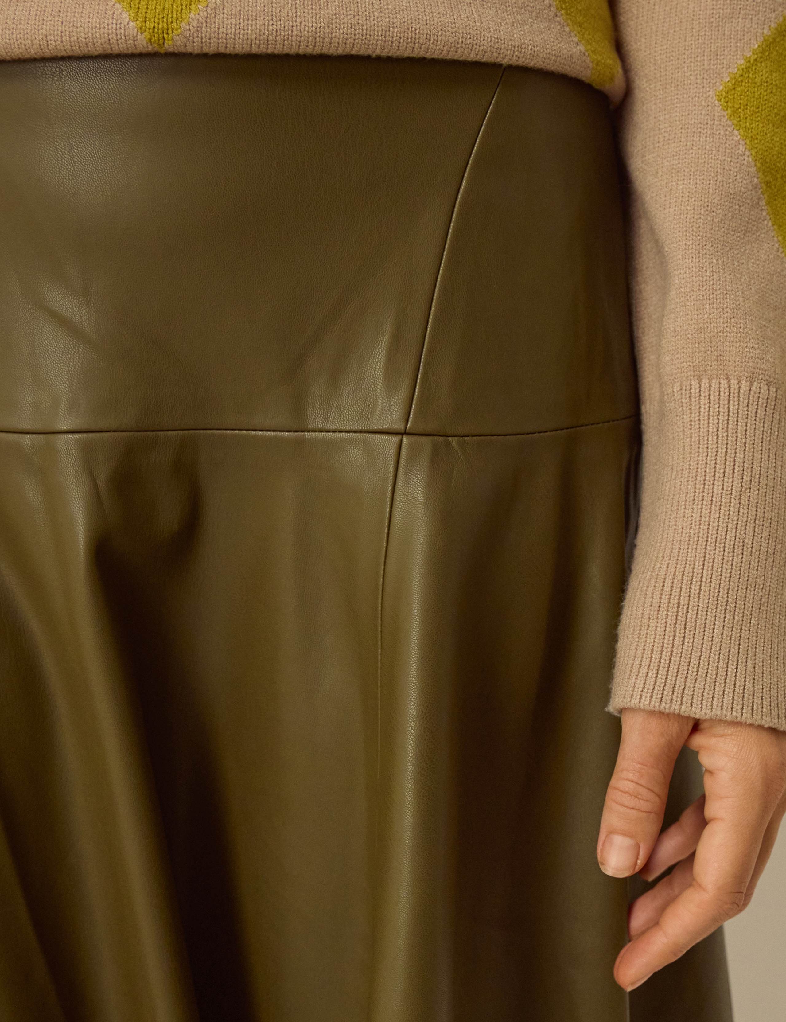 Plain Zip Front A Line Midi Skirt 4 of 4