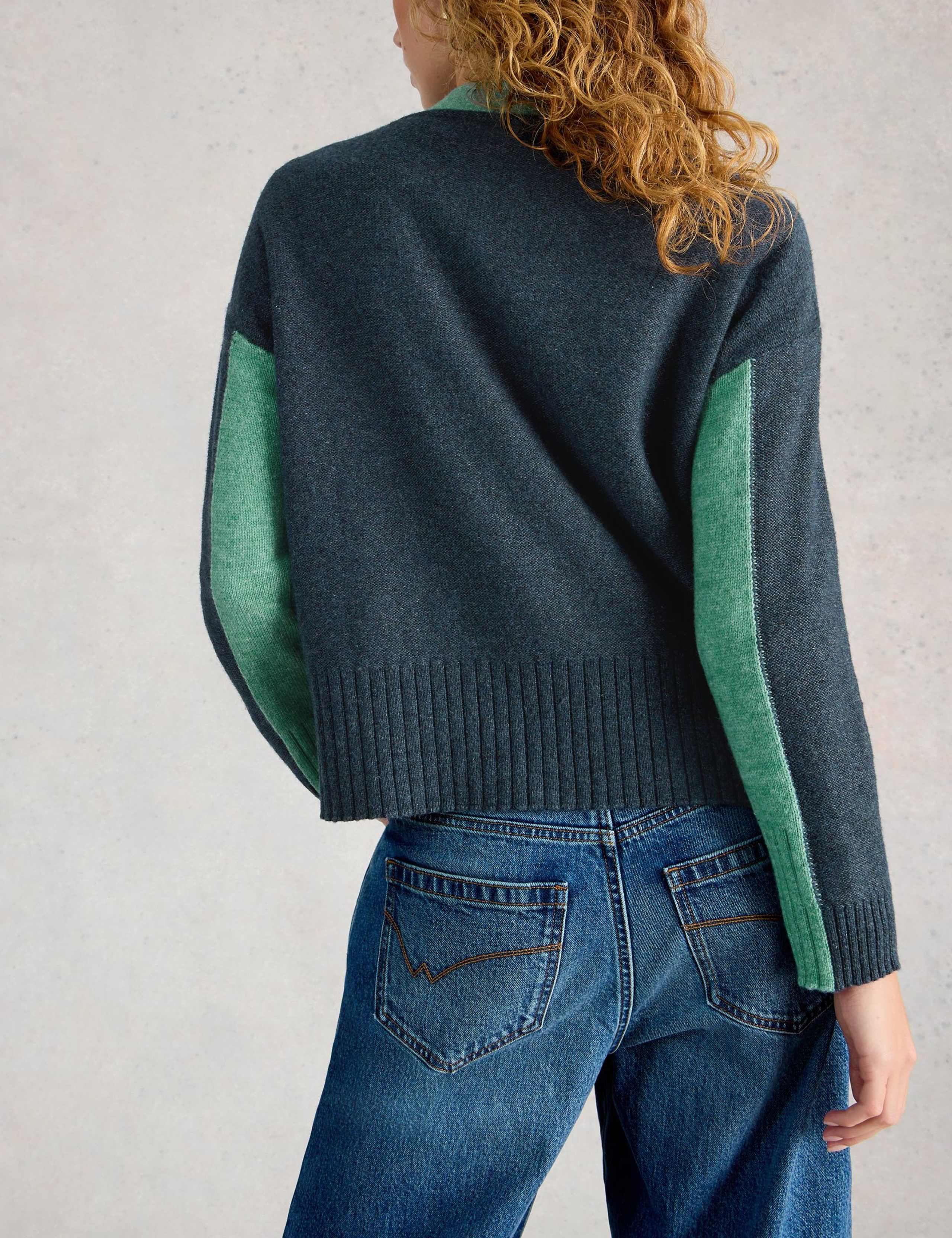 Wool Blend Colour Block V-Neck Cardigan 4 of 6