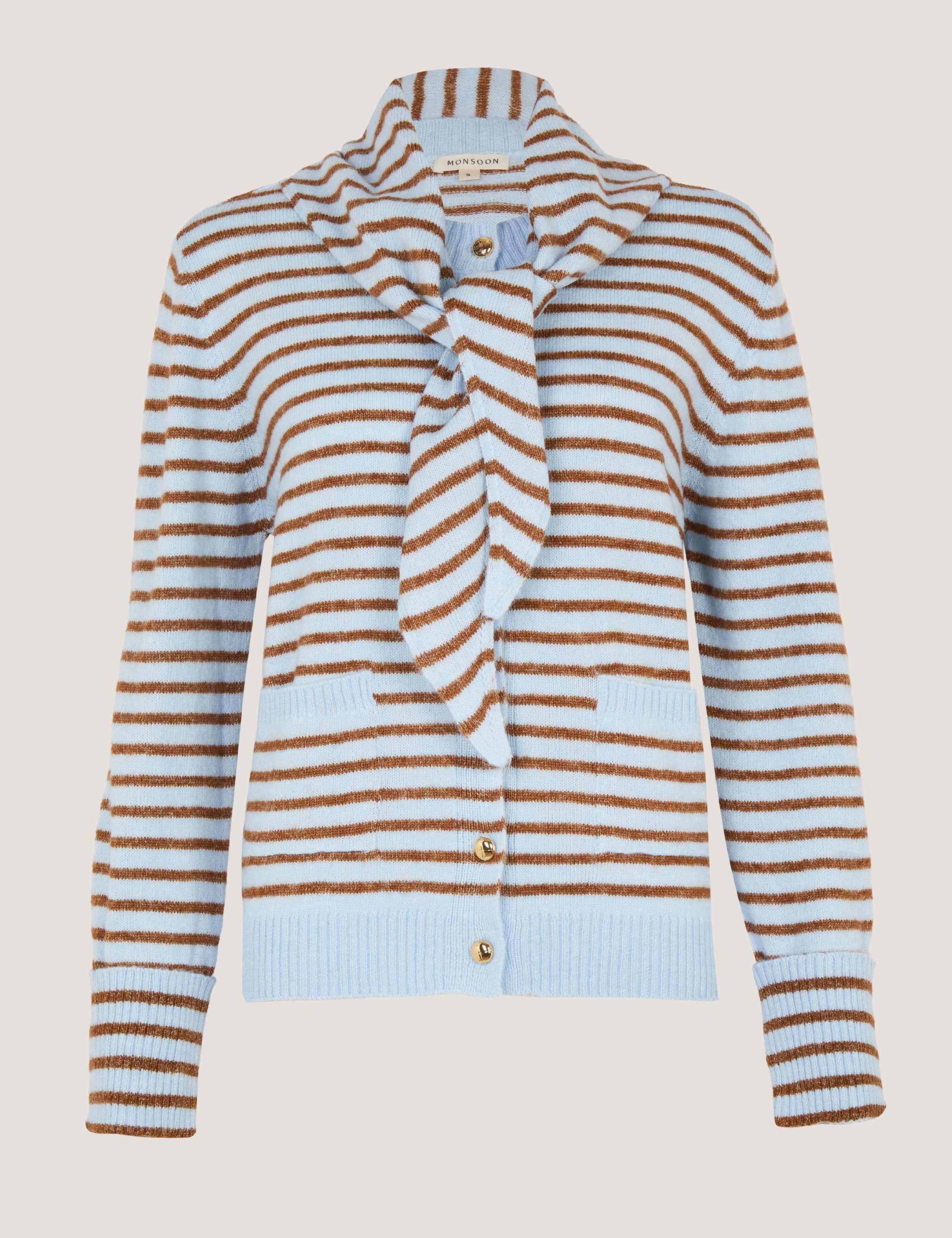 Striped Scarf Button Front Cardigan 2 of 5